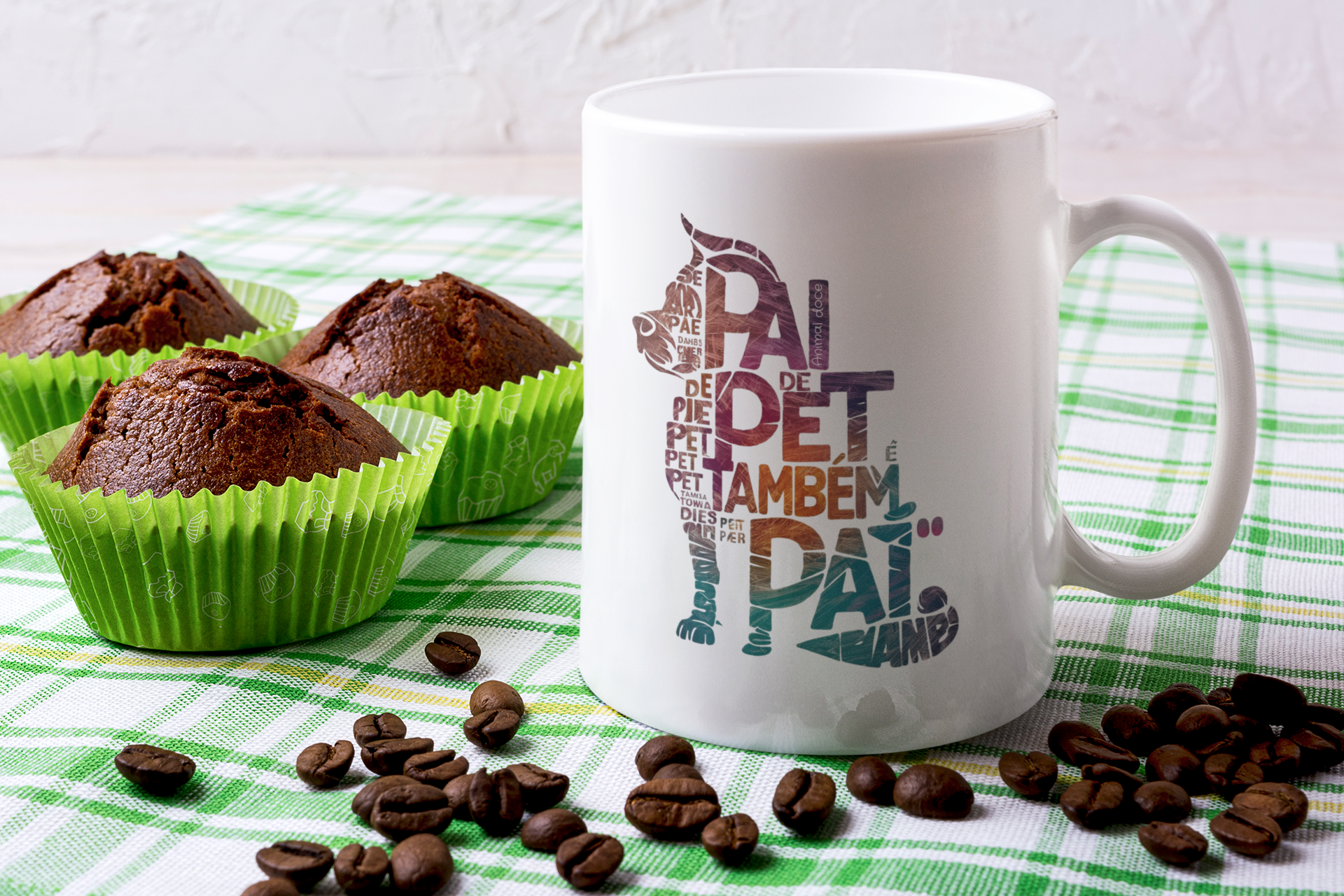 Nome do produto:  CANECA PERSONALIZADA CRIATIVA EM CERÂMICA, 325ML C/02 LADOS, PAI DE PET TAMBÉM E PAI