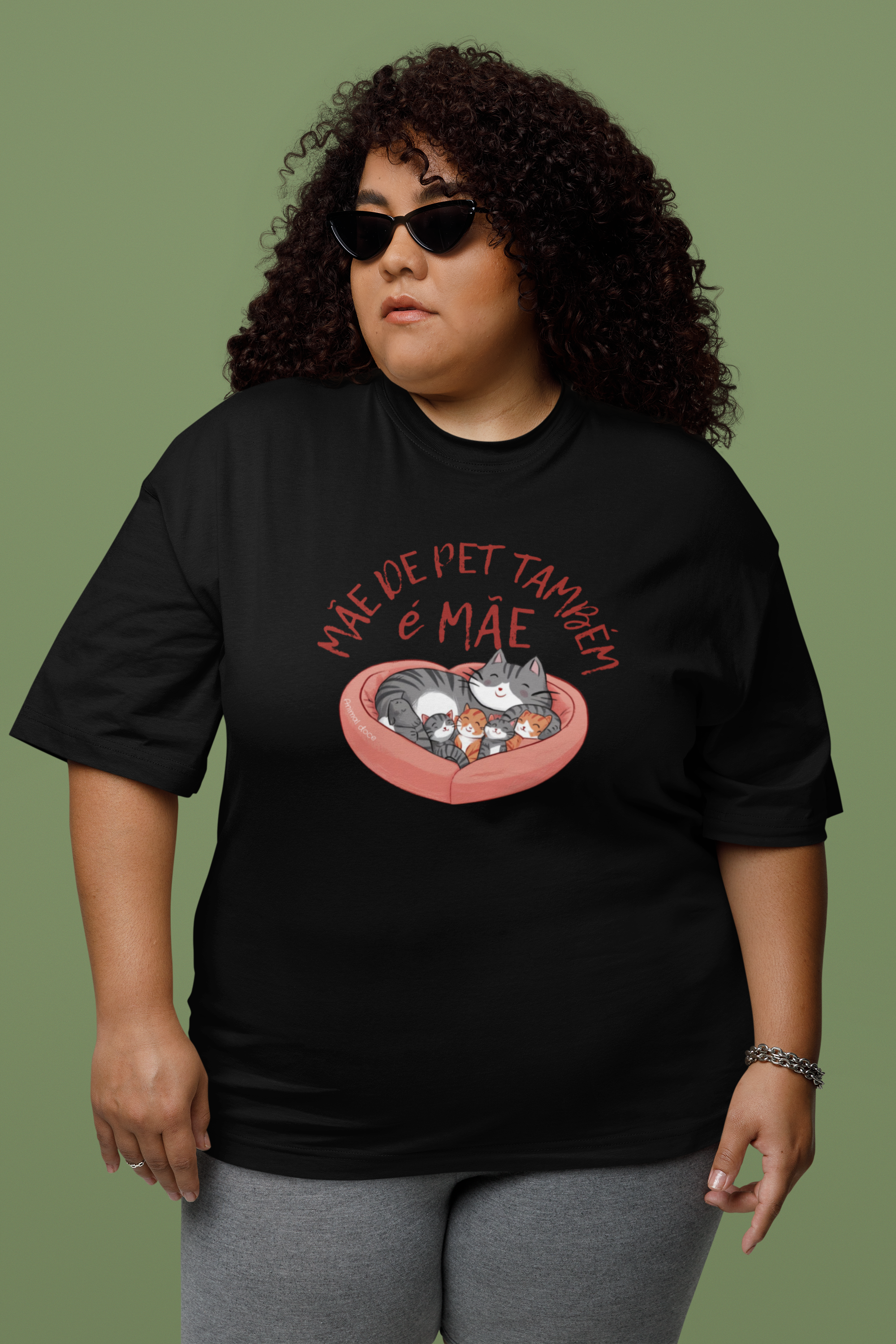Nome do produto: CAMISETA T-SHIRT PLUS SIZE CAT, MÃE DE PET TAMBÉM E MÃE