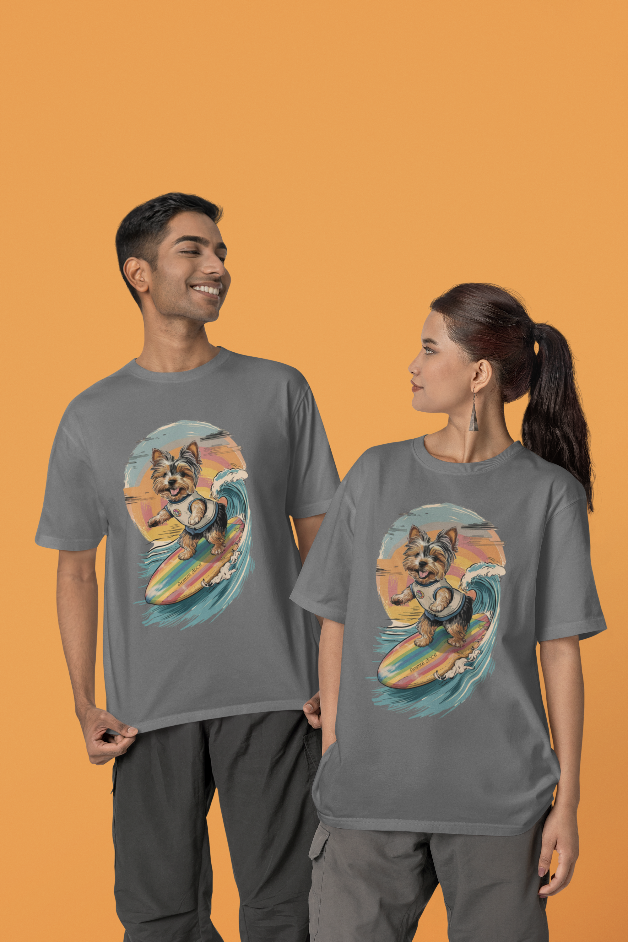 Nome do produto: CAMISETA T-SHIRT PIMA, DOG SURF YORKSHIRE TERRIER