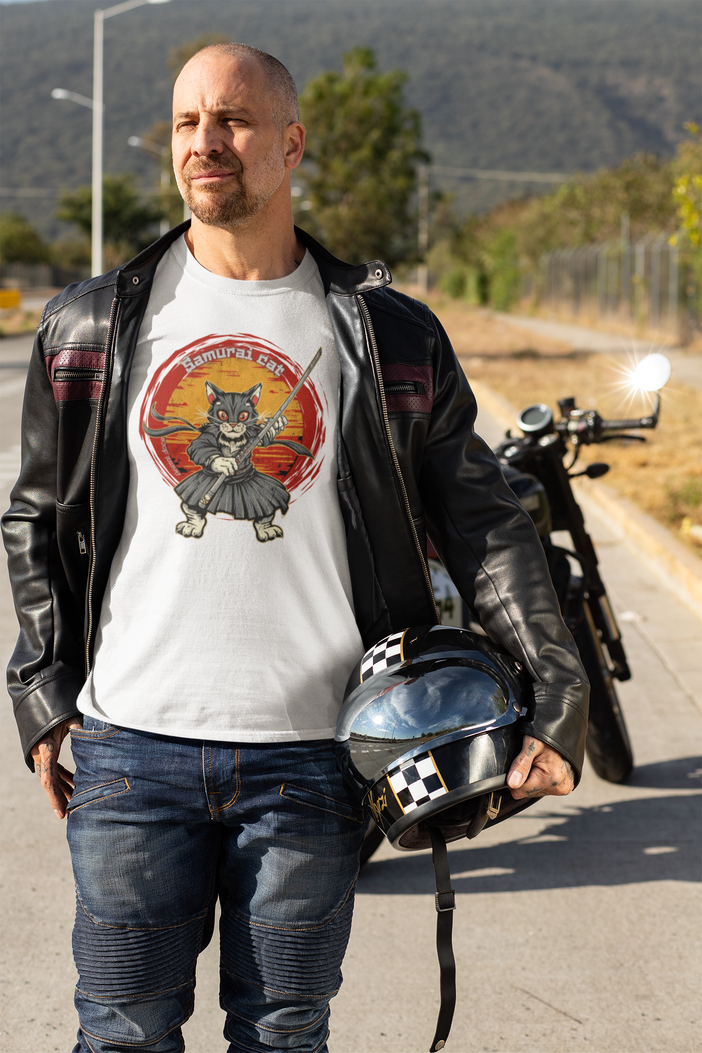 Nome do produto: CAMISETA T-SHIRT CLASSIC, SAMURAI CAT