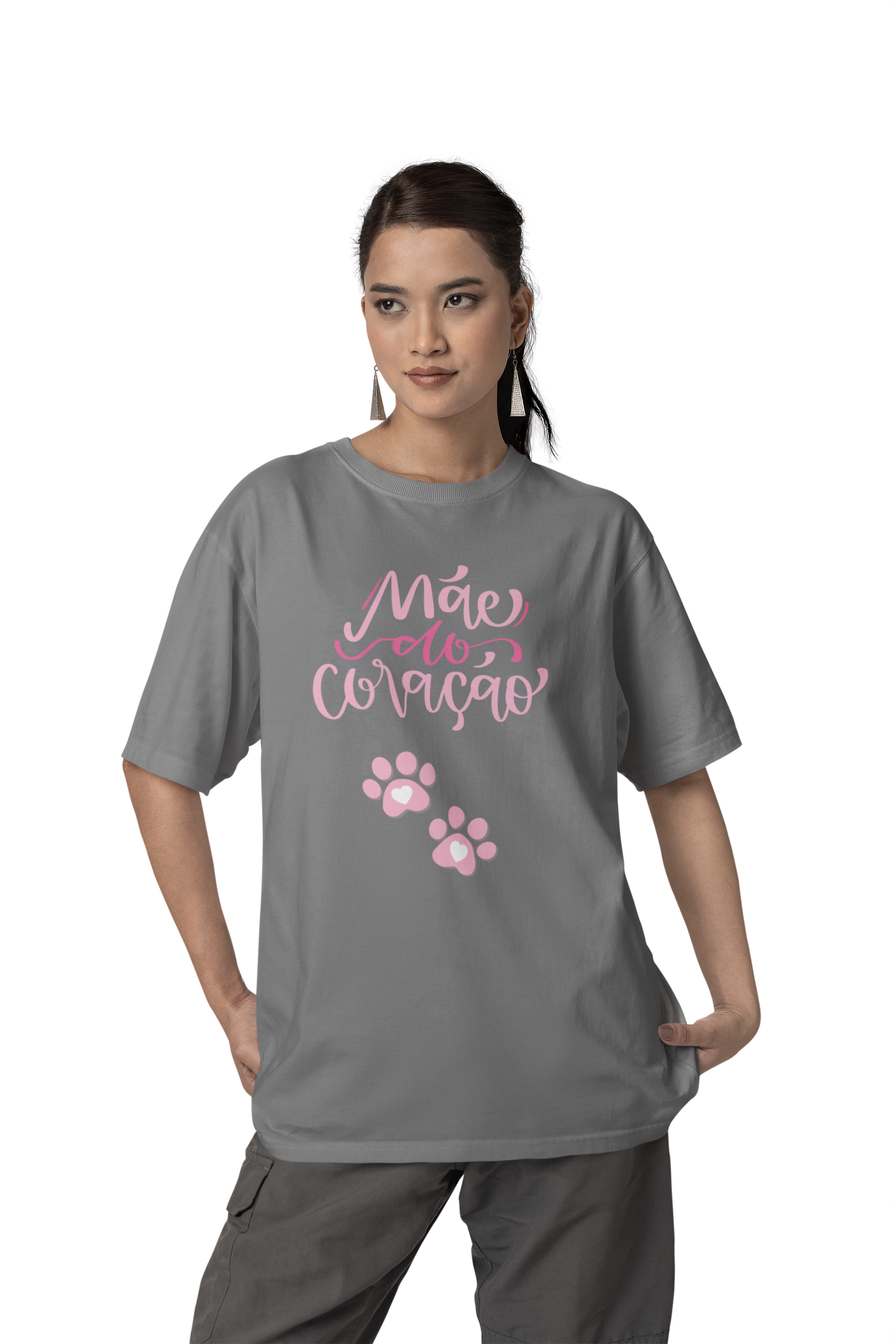 Nome do produto: CAMSIETA T-SHIRT ESTONADA, PET MÃE DO CORAÇÃO