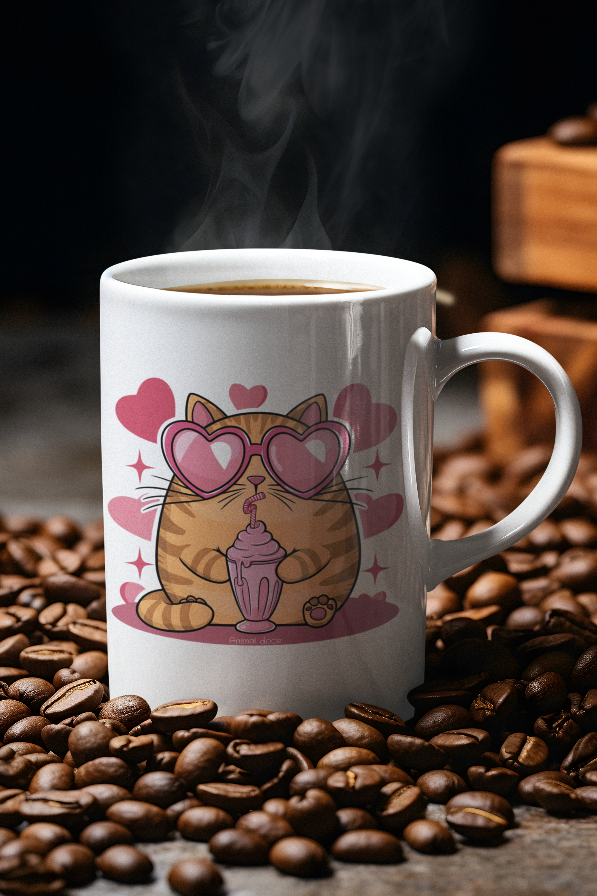 Nome do produto:  CANECA PERSONALIZADA CRIATIVA EM CERÂMICA, 325ML C/02 LADOS, CAT LOVE