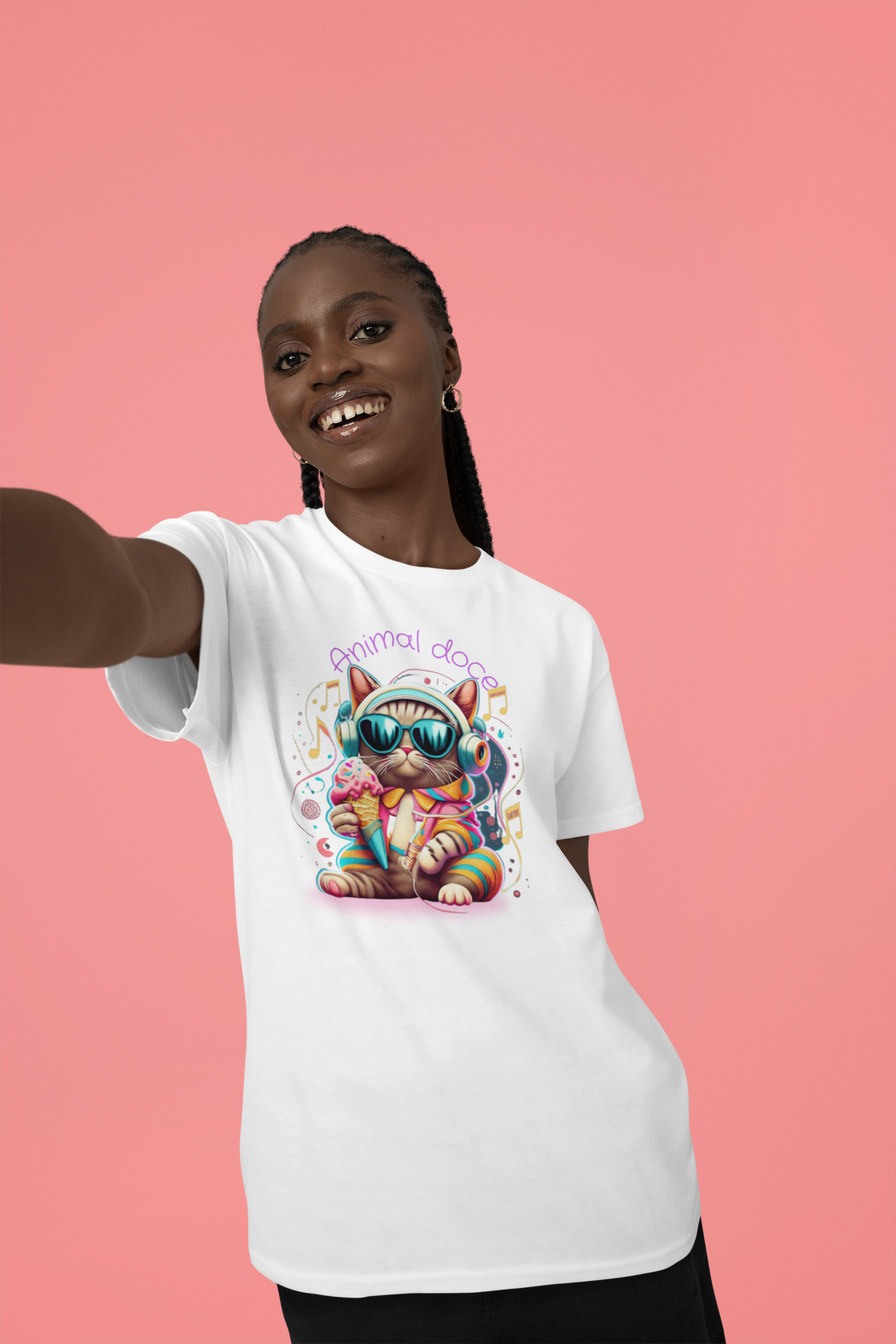 Nome do produto: CAMISETA T-SHIRT ALGODÃO PIMA CAT, ANIMAL DOCE