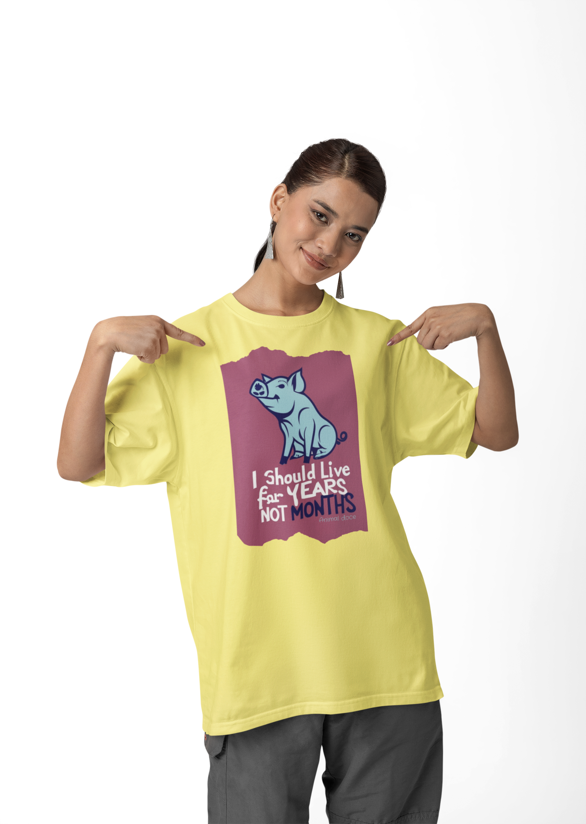 Nome do produto: CAMISETA T-SHIRT ESTONADA PIG, LINHA VEGAN, I SHOULD LIVE