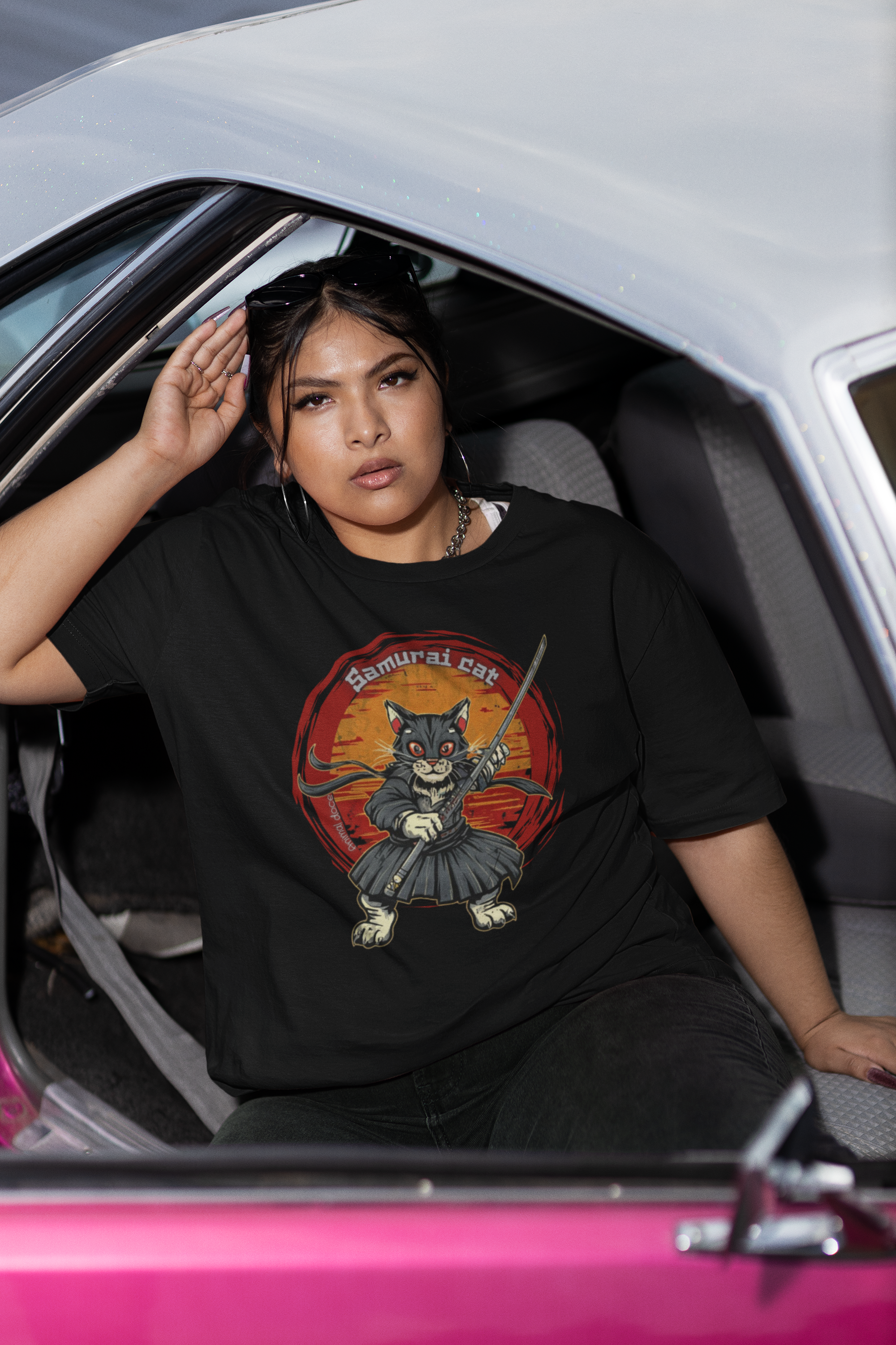 Nome do produto: CAMISETA T-SHIRT PLUS SIZE, SAMURAI CAT