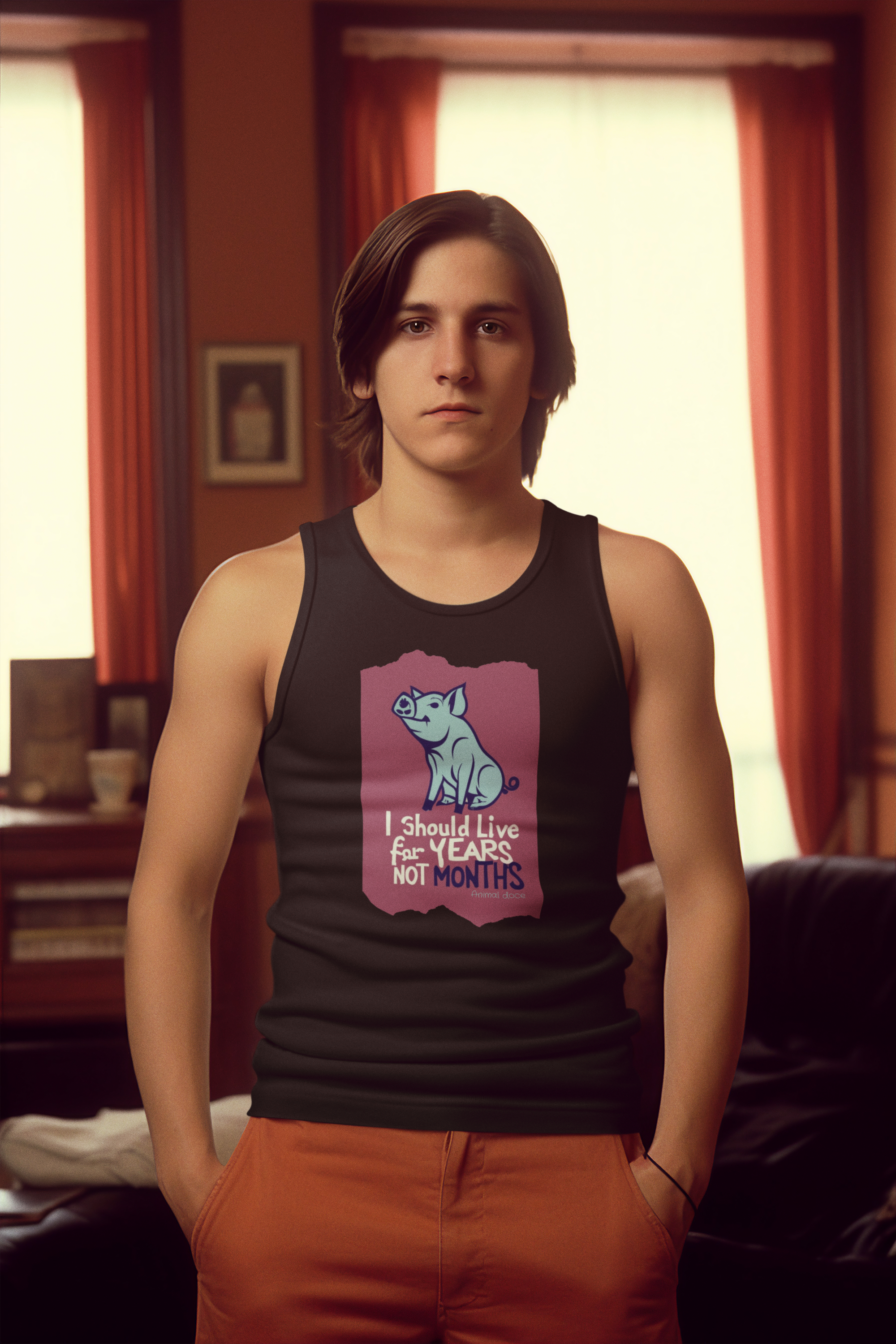 Nome do produto: REGATA CLASSIC PIG, LINHA VEGAN, I SHOULD LIVE 