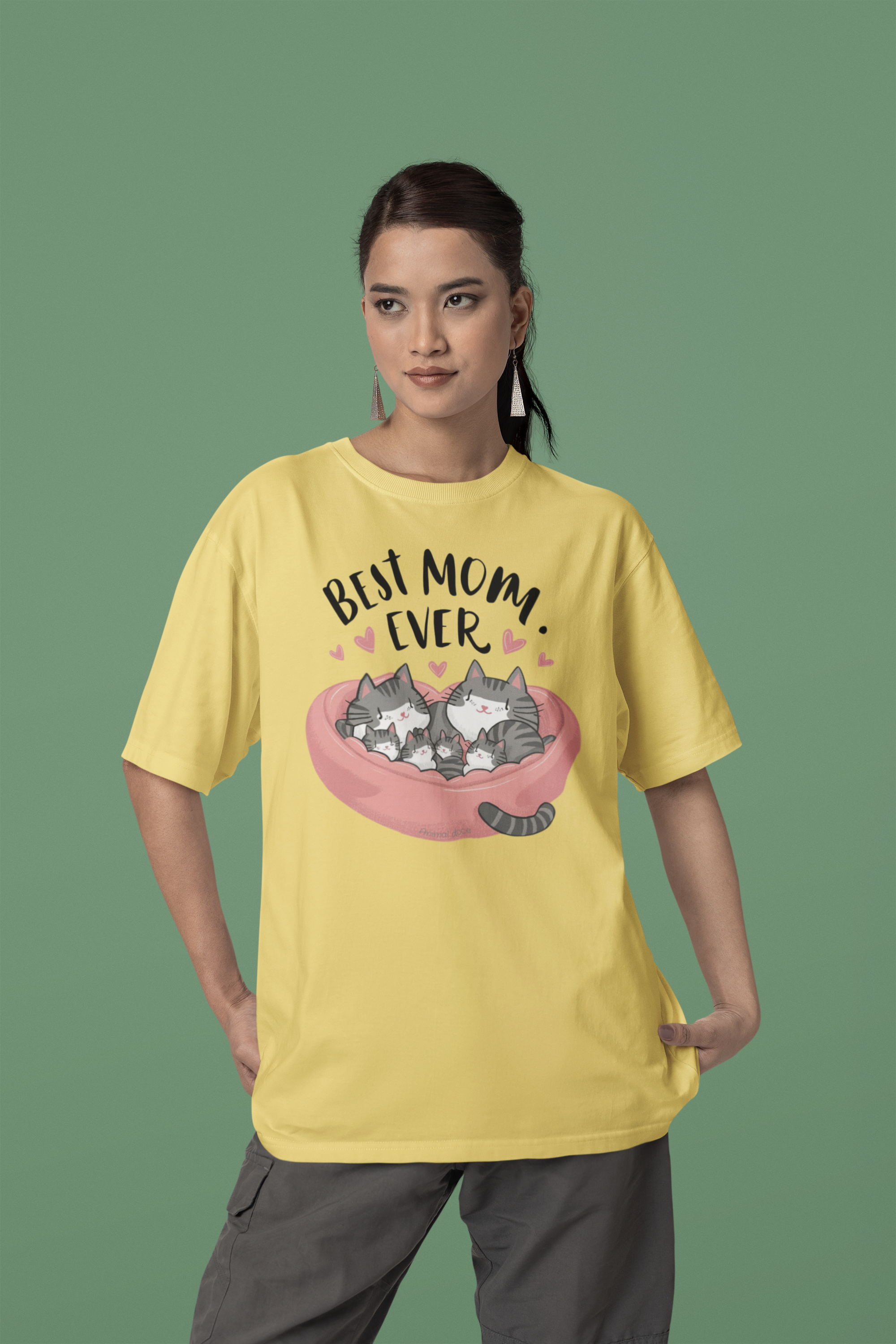 Nome do produto: CAMISETA T-SHIRT ESTONADA CAT, BEST MOM EVER 