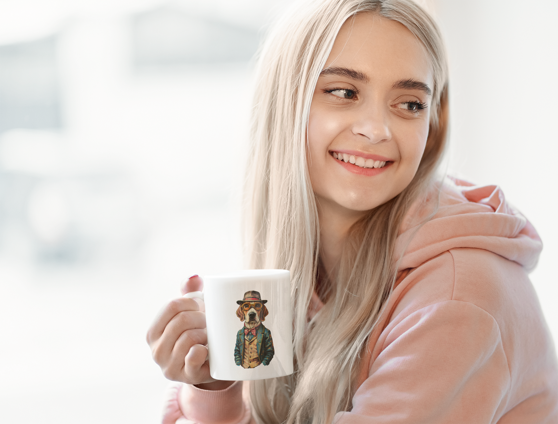 Nome do produto:  CANECA PERSONALIZADA CRIATIVA EM CERÂMICA, 325ML C/02 LADOS DOG BEAGLE SHERLOCK HOLMES