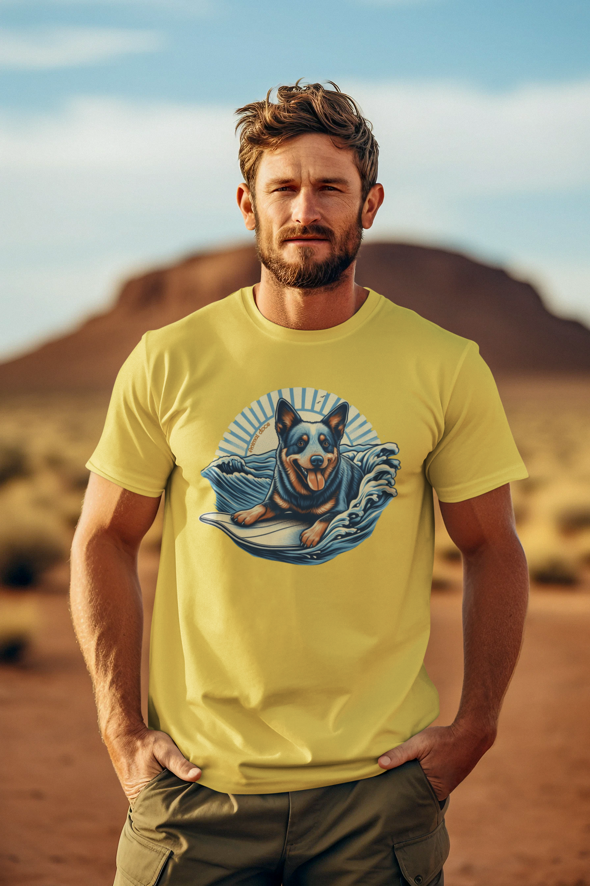 Nome do produto: CAMISETA T-SHIRT ESTONADA, DOG BLUE HEELER 