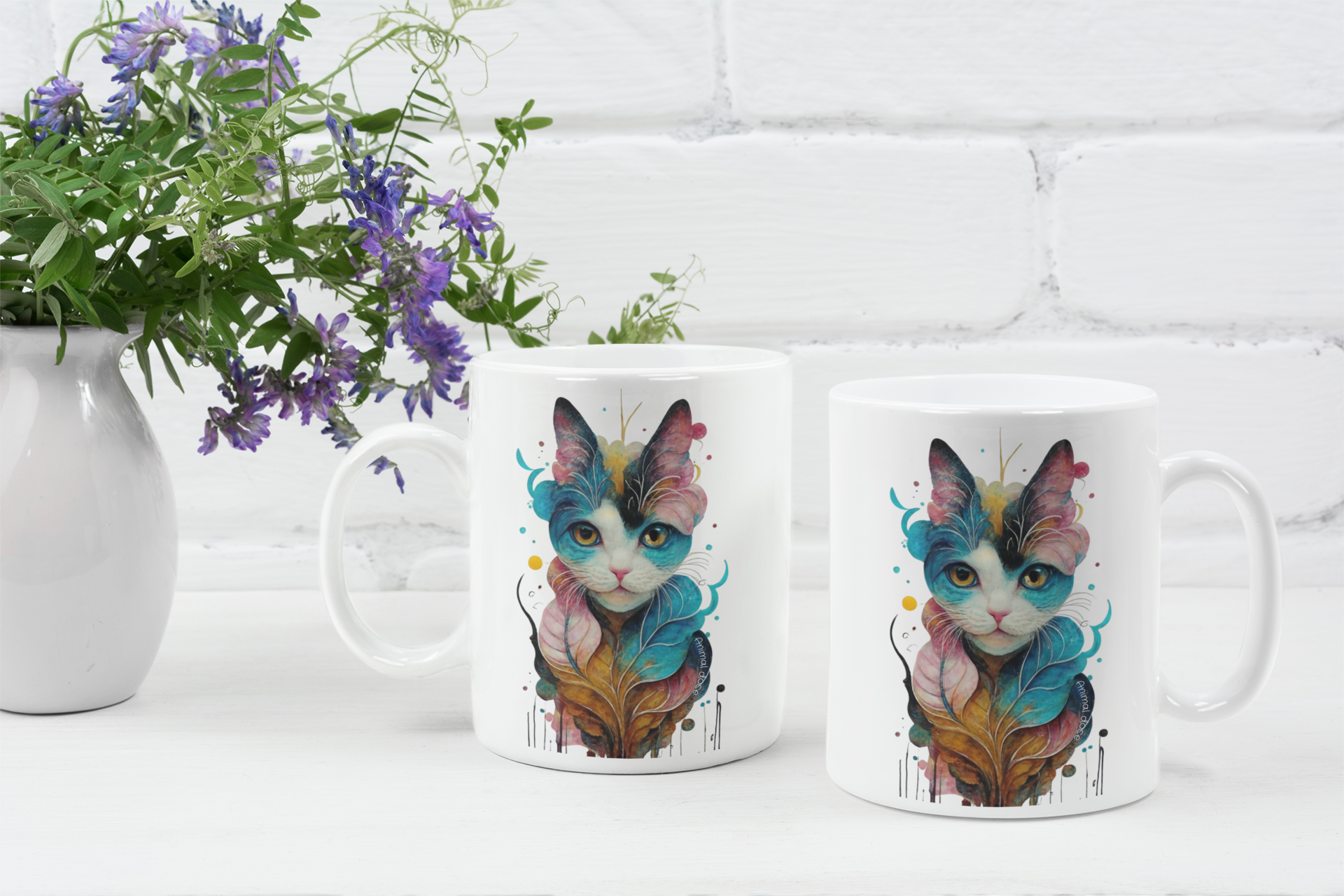 Nome do produto:  CANECA PERSONALIZADA CRIATIVA EM CERÂMICA, 325ML C/02 LADOS COLORFUL CAT