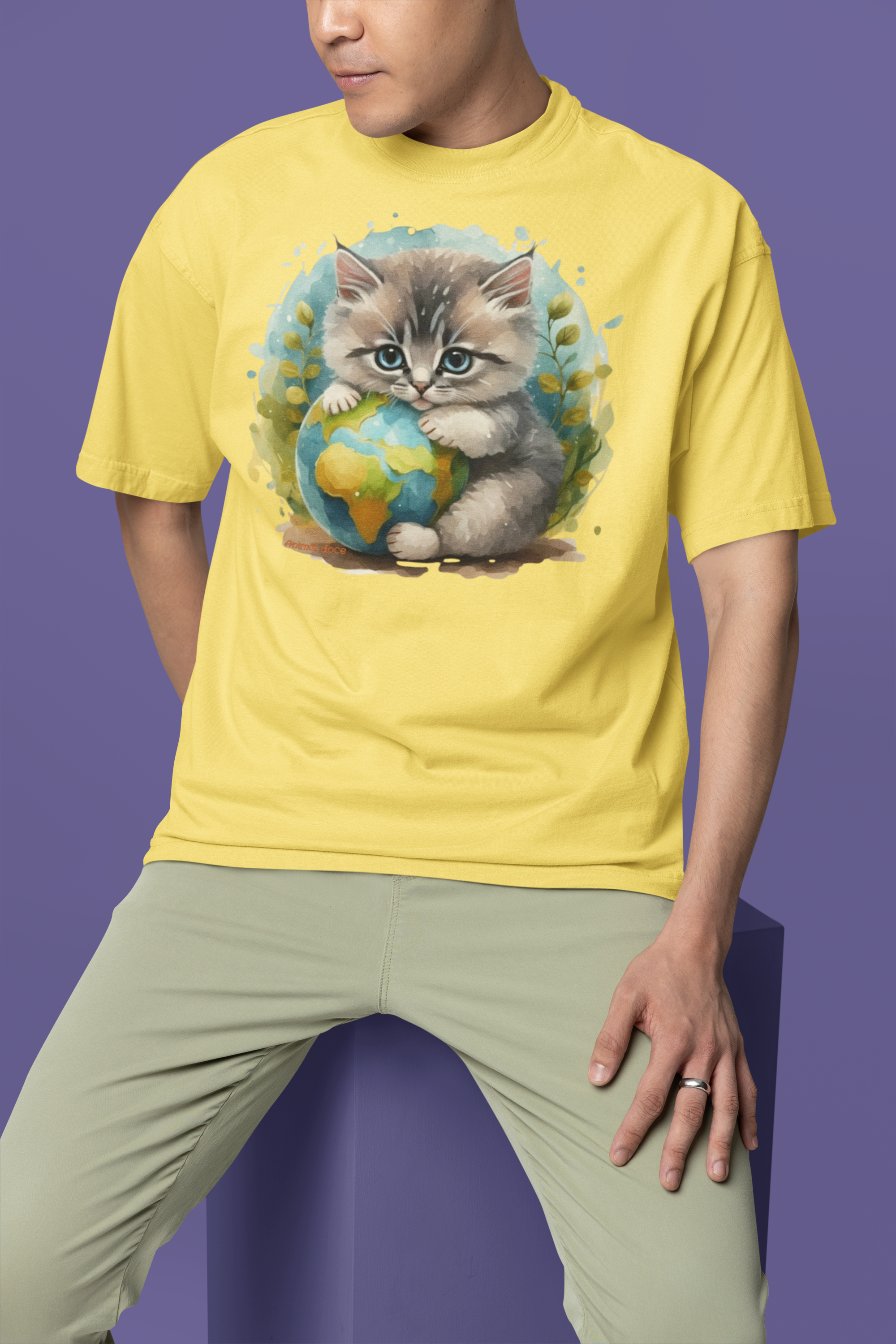 Nome do produto: CAMISETA T-SHIRT ESTONADA, CAT PLANETA