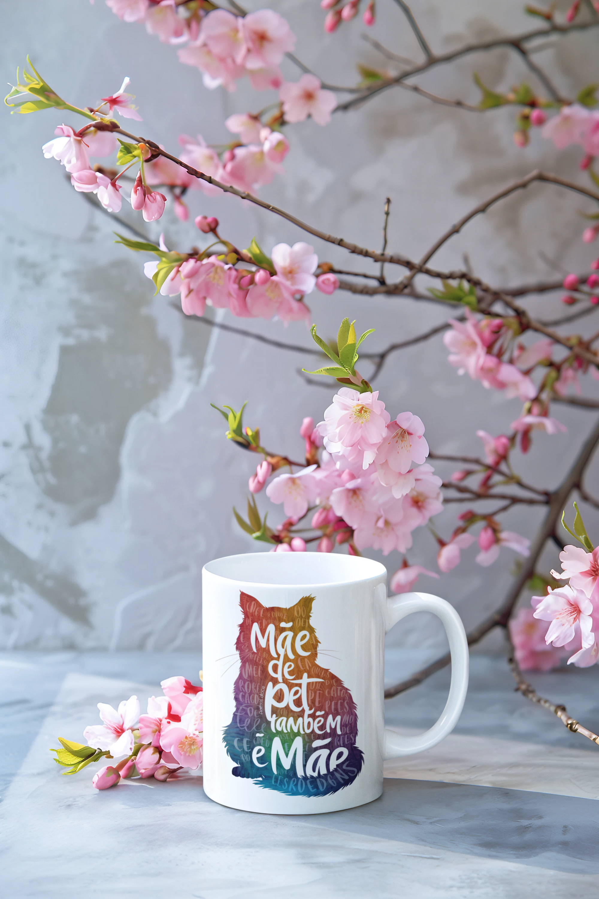 Nome do produto:  CANECA PERSONALIZADA CRIATIVA EM CERÂMICA, 325ML C/02 LADOS, CAT MÃE DE PET TAMBÉM E MÃE