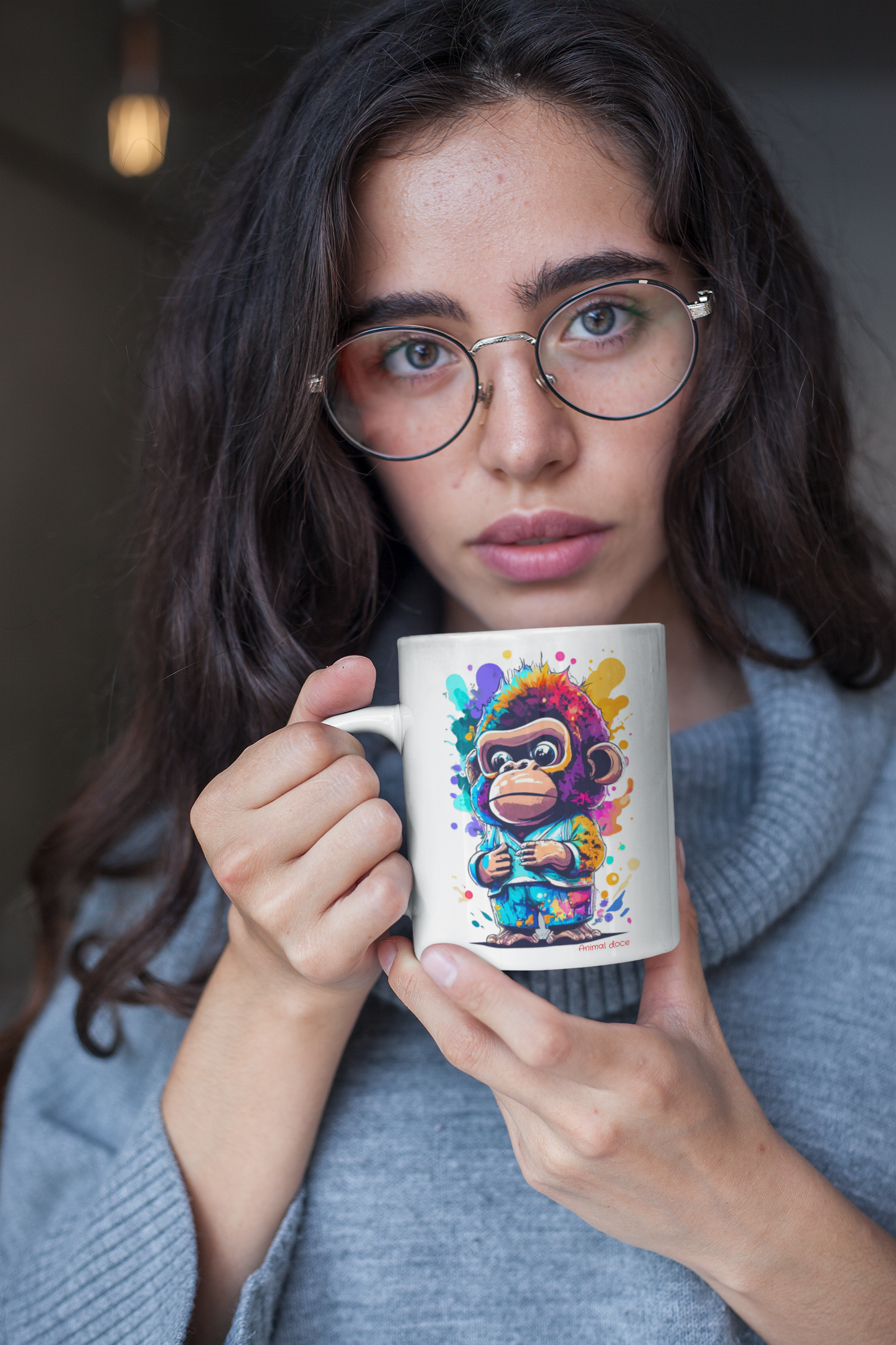 Nome do produto:  CANECA PERSONALIZADA CRIATIVA EM CERÂMICA, 325ML C/02 LADOS KING MONKEY