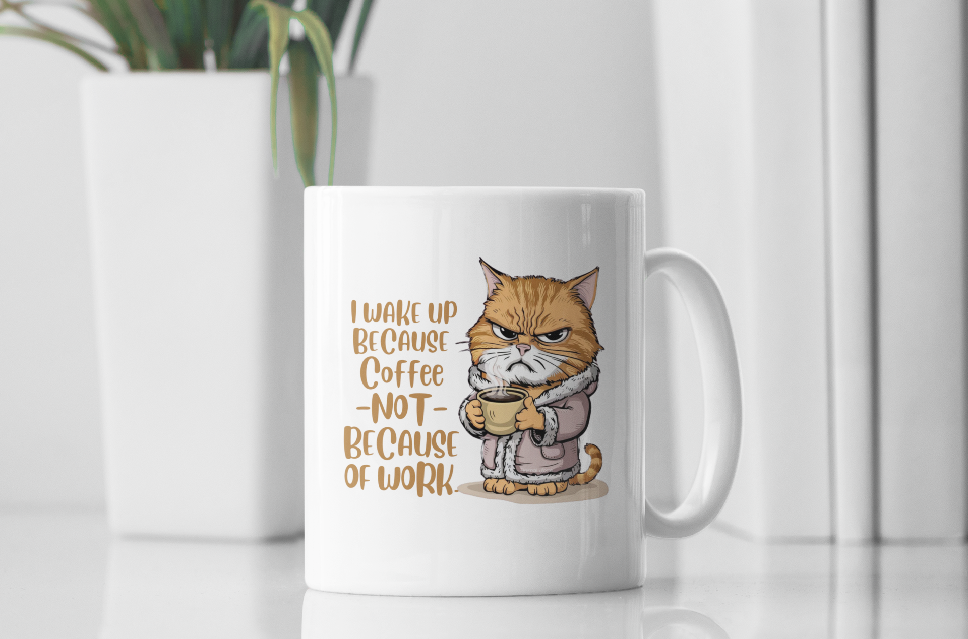 Nome do produto: CANECA PERSONALIZADA CRIATIVA EM CERÂMICA, 325ML C/02 LADOS, CAT COFFEE