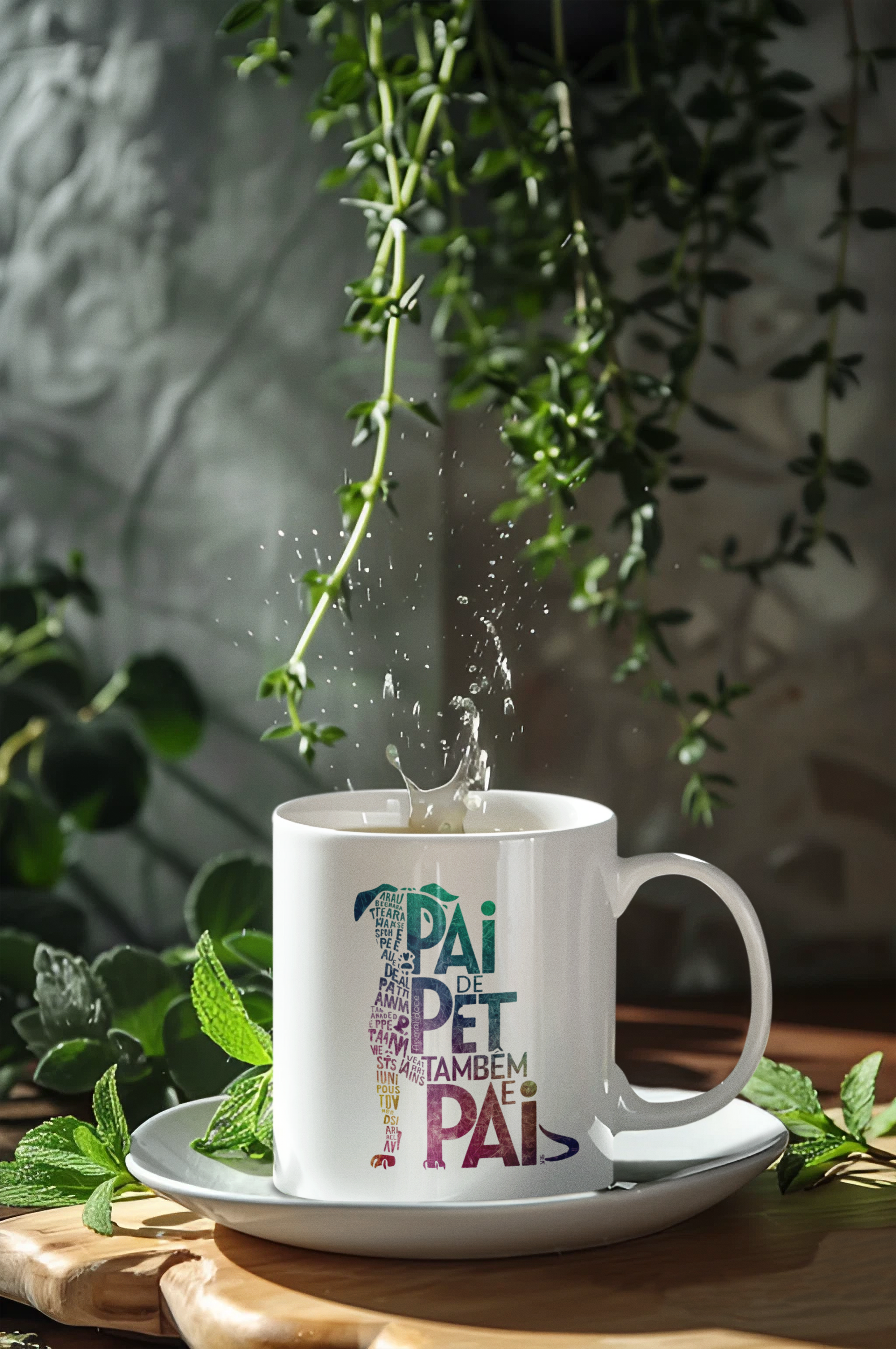 Nome do produto:  CANECA PERSONALIZADA CRIATIVA EM CERÂMICA, 325ML C/02 LADOS, PAI DE PET TAMBÉM E PAI
