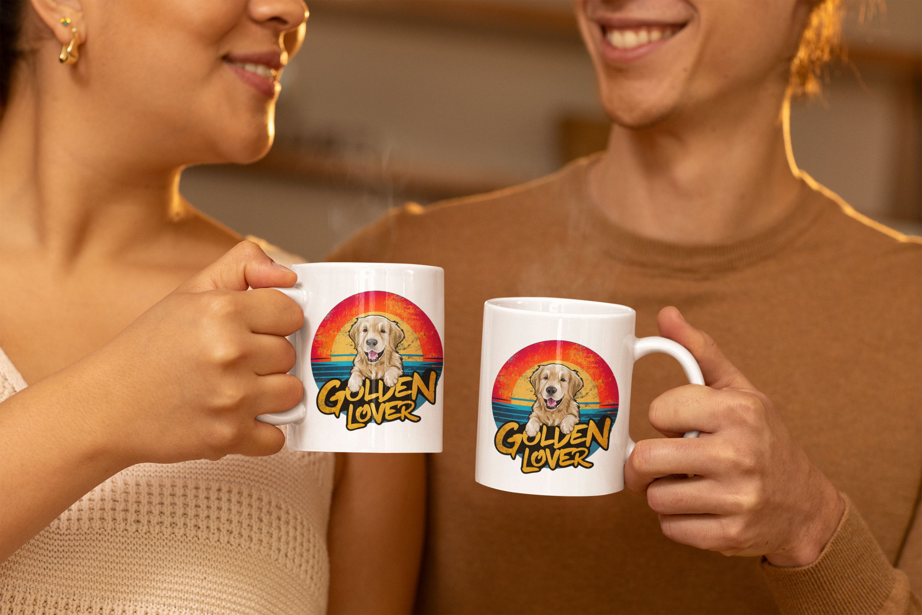 Nome do produto: CANECA PERSONALIZADA CRIATIVA EM CERÂMICA, 325ML C/02 LADOS, DOG GOLDEN LOVER