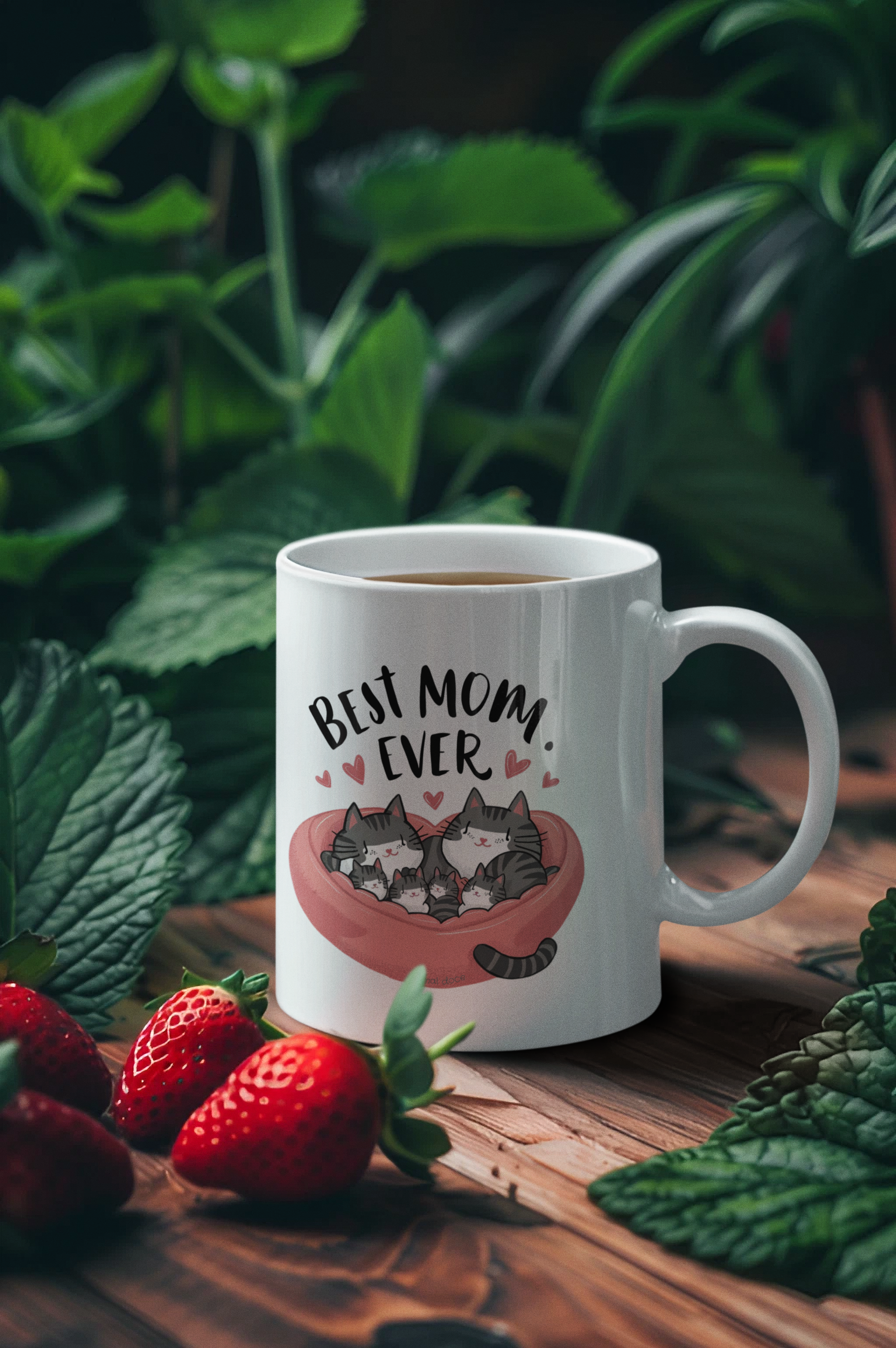 Nome do produto:  CANECA PERSONALIZADA CRIATIVA EM CERÂMICA, 325ML C/02 LADOS, CAT BEST MOM EVER