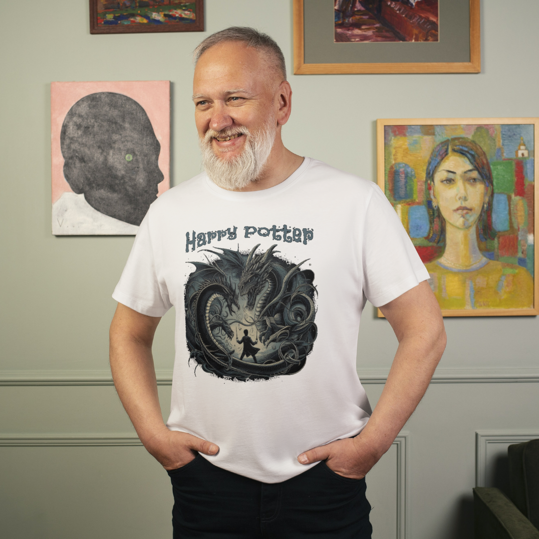 Nome do produto: Camiseta Masculina Harry Potter contra Dragões