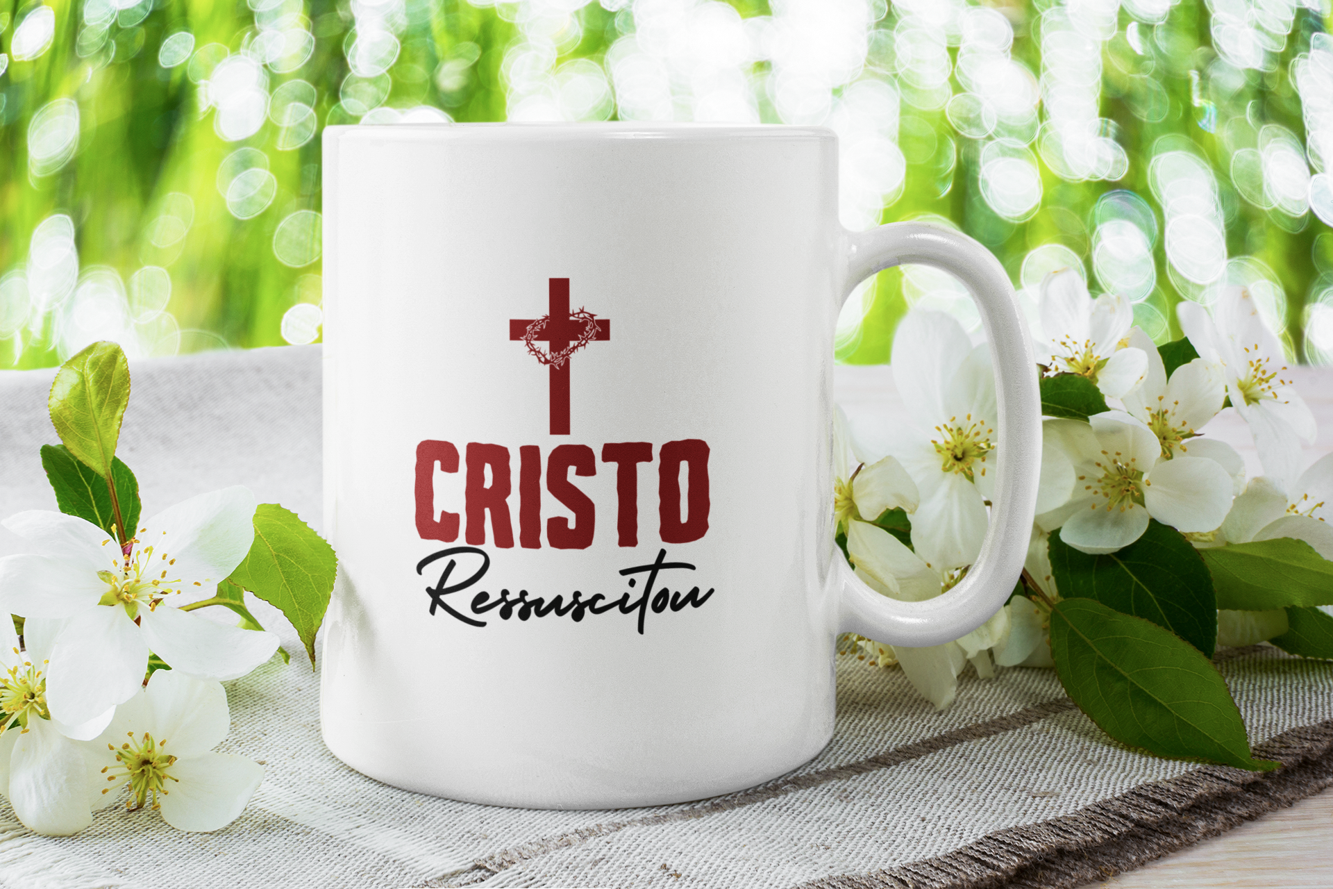 Caneca De Porcelana Personalizada, Cristo Ressuscitou 