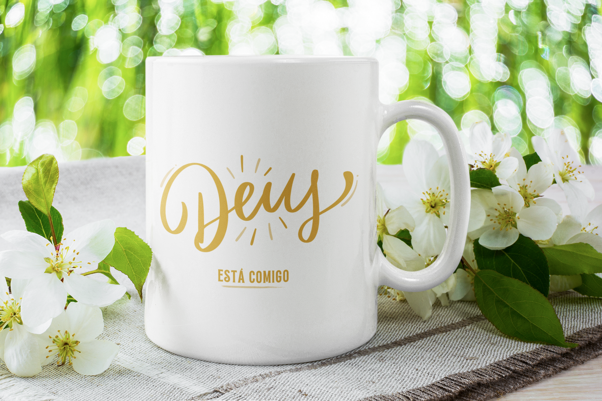 Caneca De Porcelana Personalizada, Deus Está Comigo