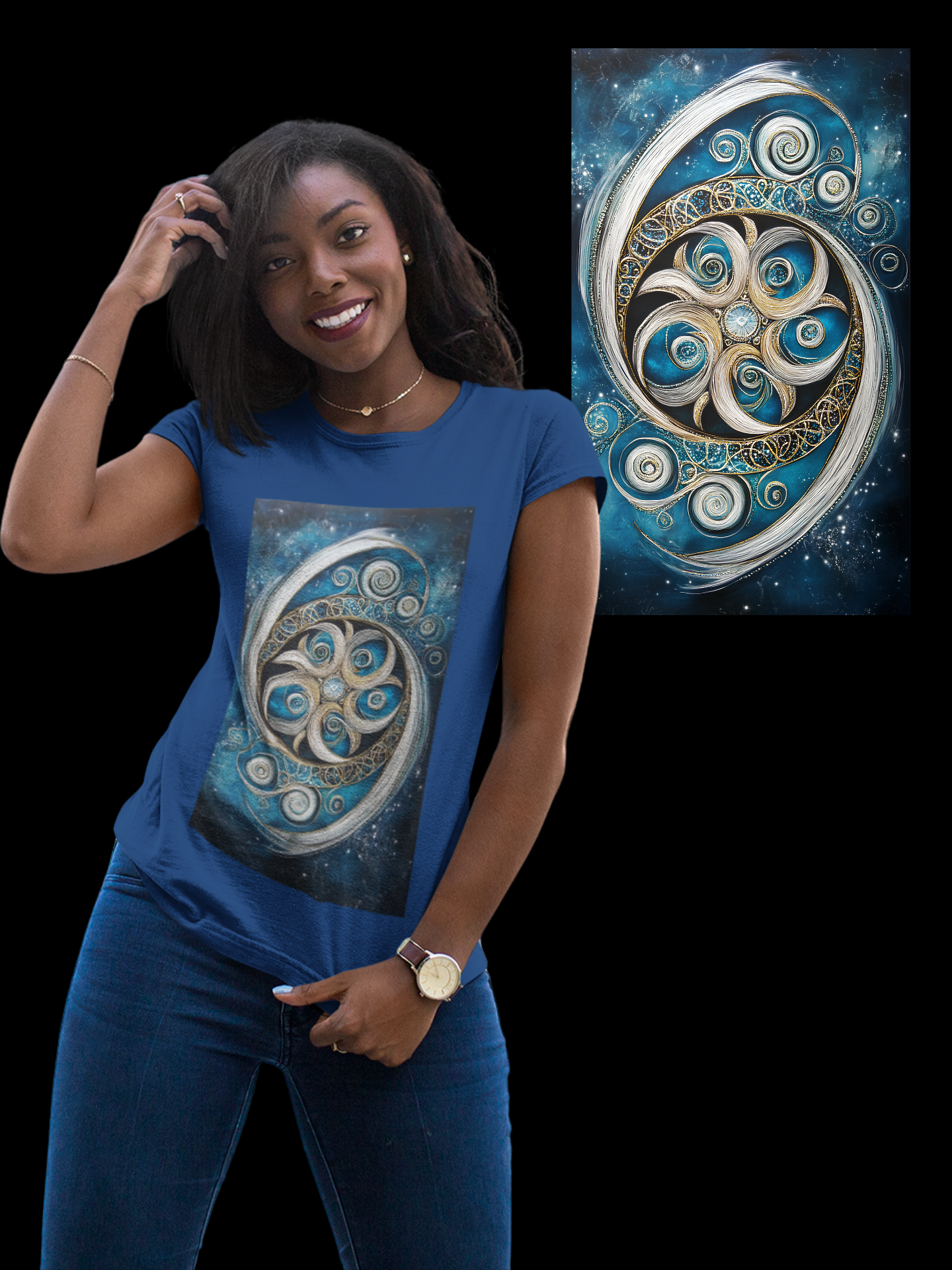 Camiseta Feminina Algodão Pima Mandala Energia Divina