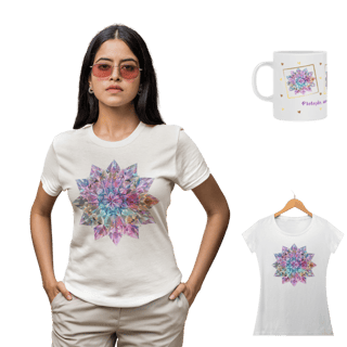 Camiseta Feminina Algodão Pima Mandala  dos Cristais