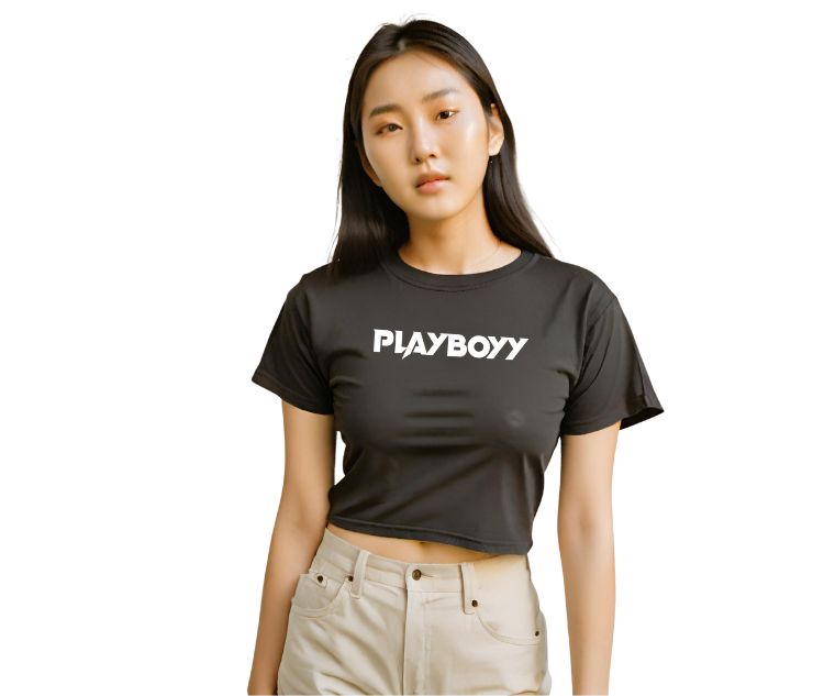 Nome do produto: Cropped PRETO PLAYBOYY The Series