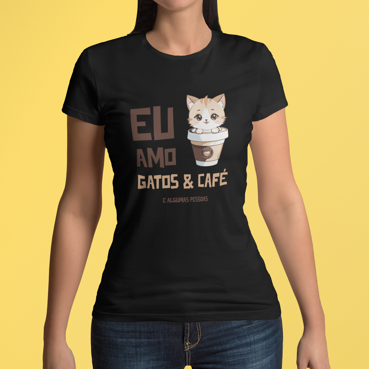 Nome do produto: BABY LONG EU AMO GATOS & CAFÉ