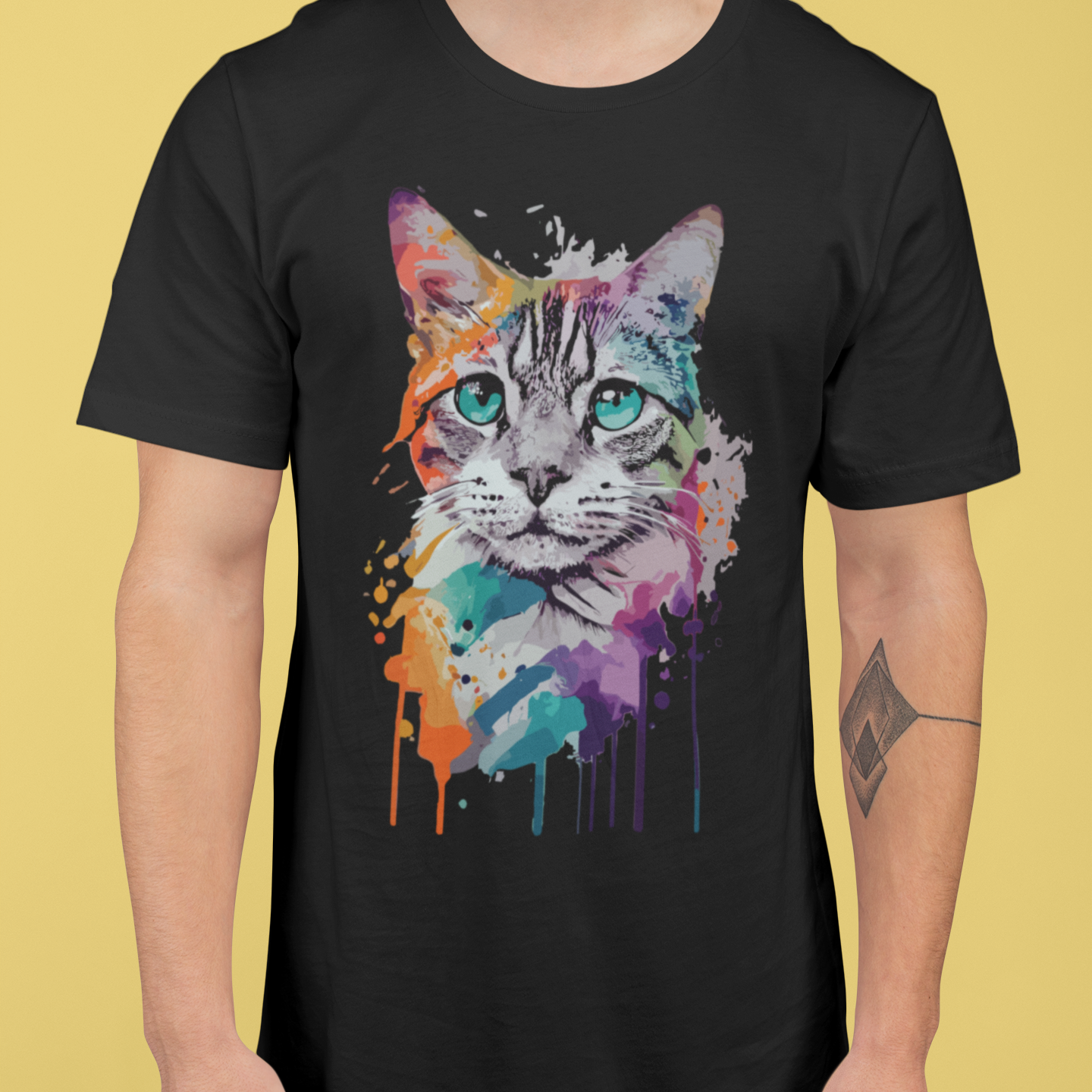 Nome do produto: CAMISETA GATO TIGRADO COLOR