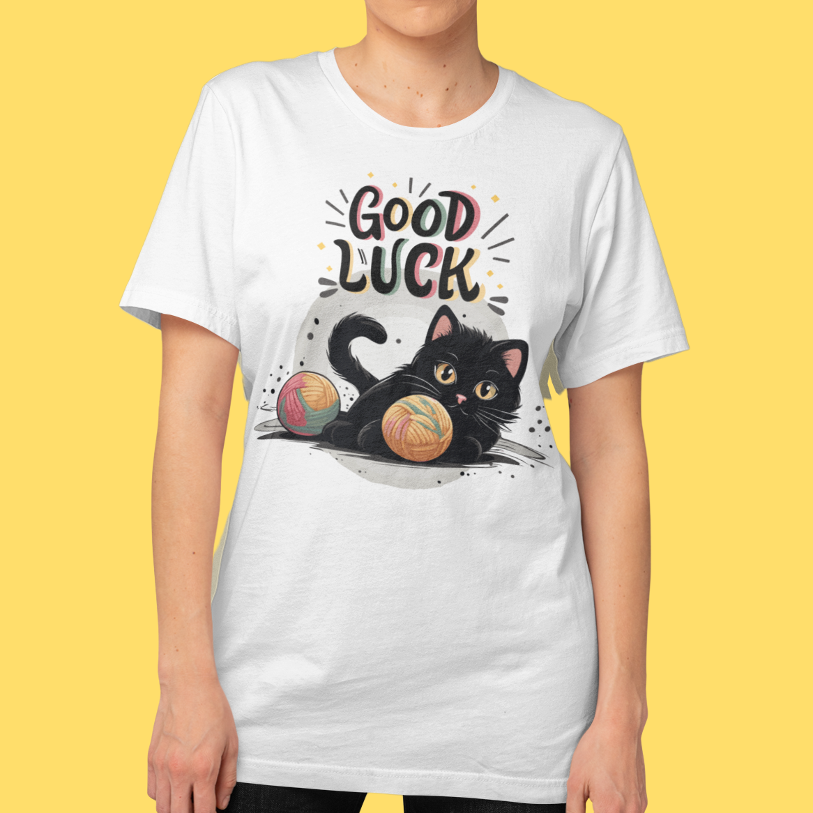 Nome do produto: CAMIETA GOOD LUCK GATO PRETO