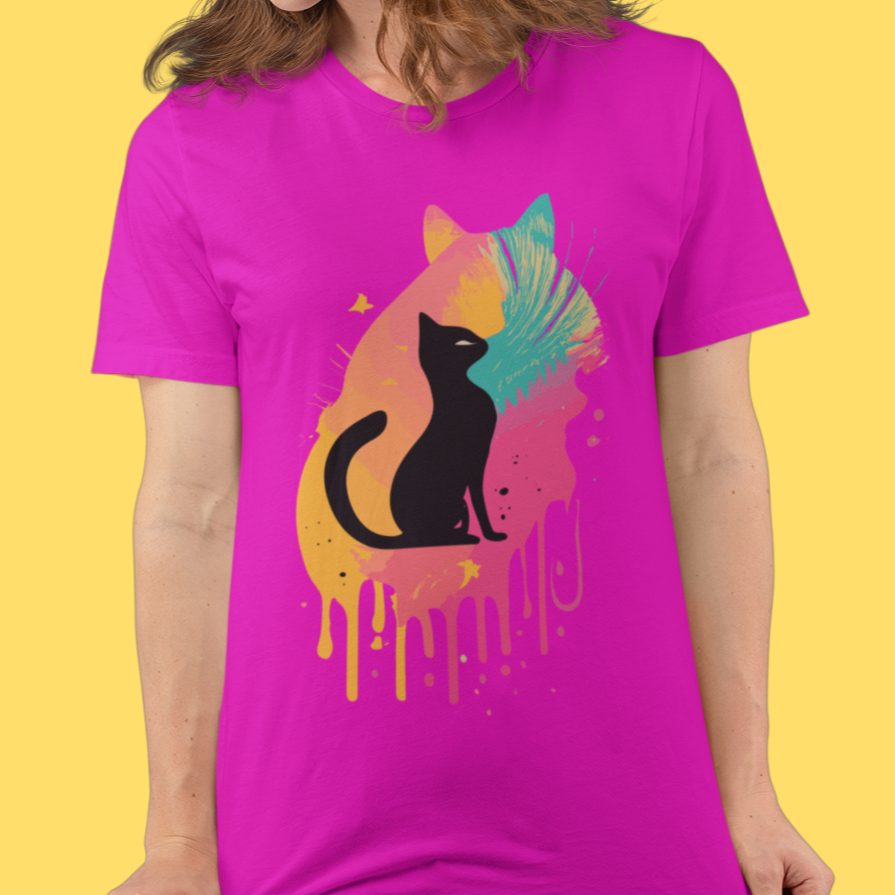 Nome do produto: CAMISETA PERFIL GATO COLOR