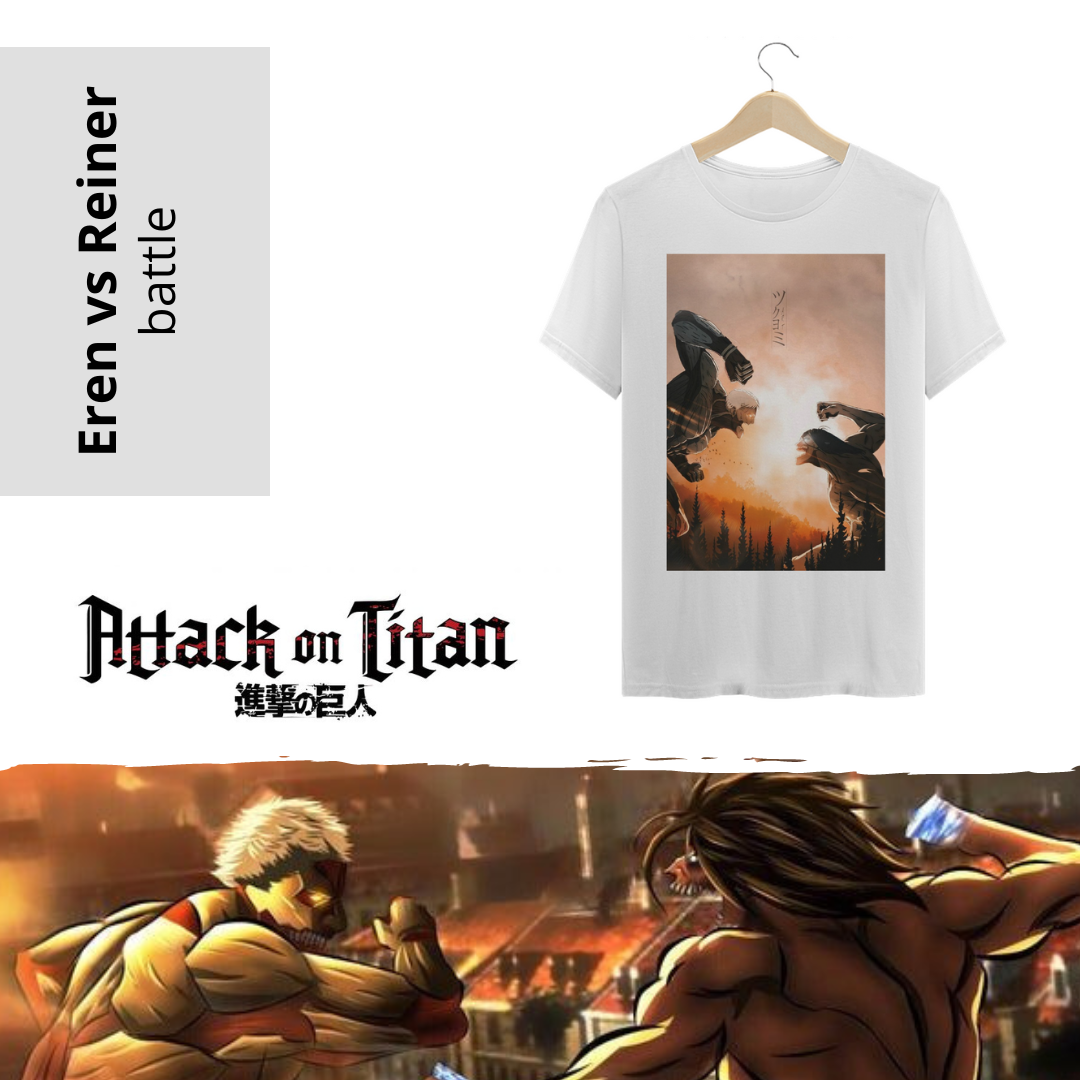 Nome do produto: Camiseta Eren x Reiner Manga