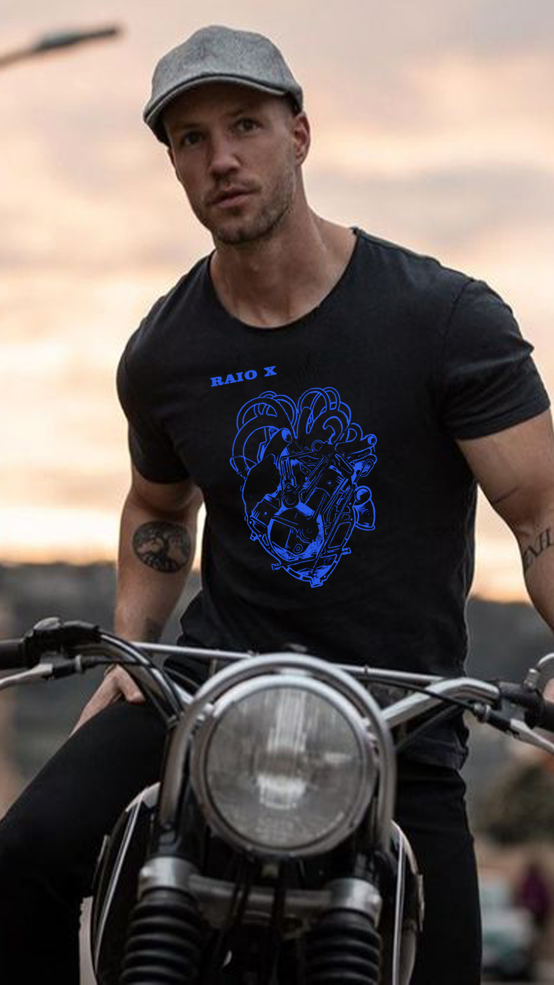 Nome do produto: CAMISETA RAIO X CORAÇÃO DE MOTOCICLISTA