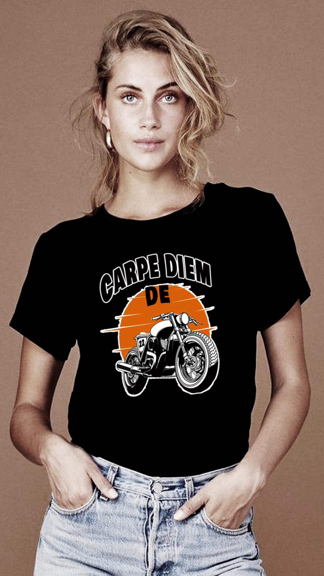 Nome do produto: CAMISETA FEMININA CARPE DIEM(APROVEITE SEU DIA) DE MOTO