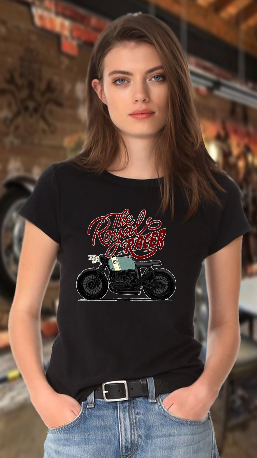Nome do produto: CAMISETA FEMININA ROYAL ENFIELD RACER