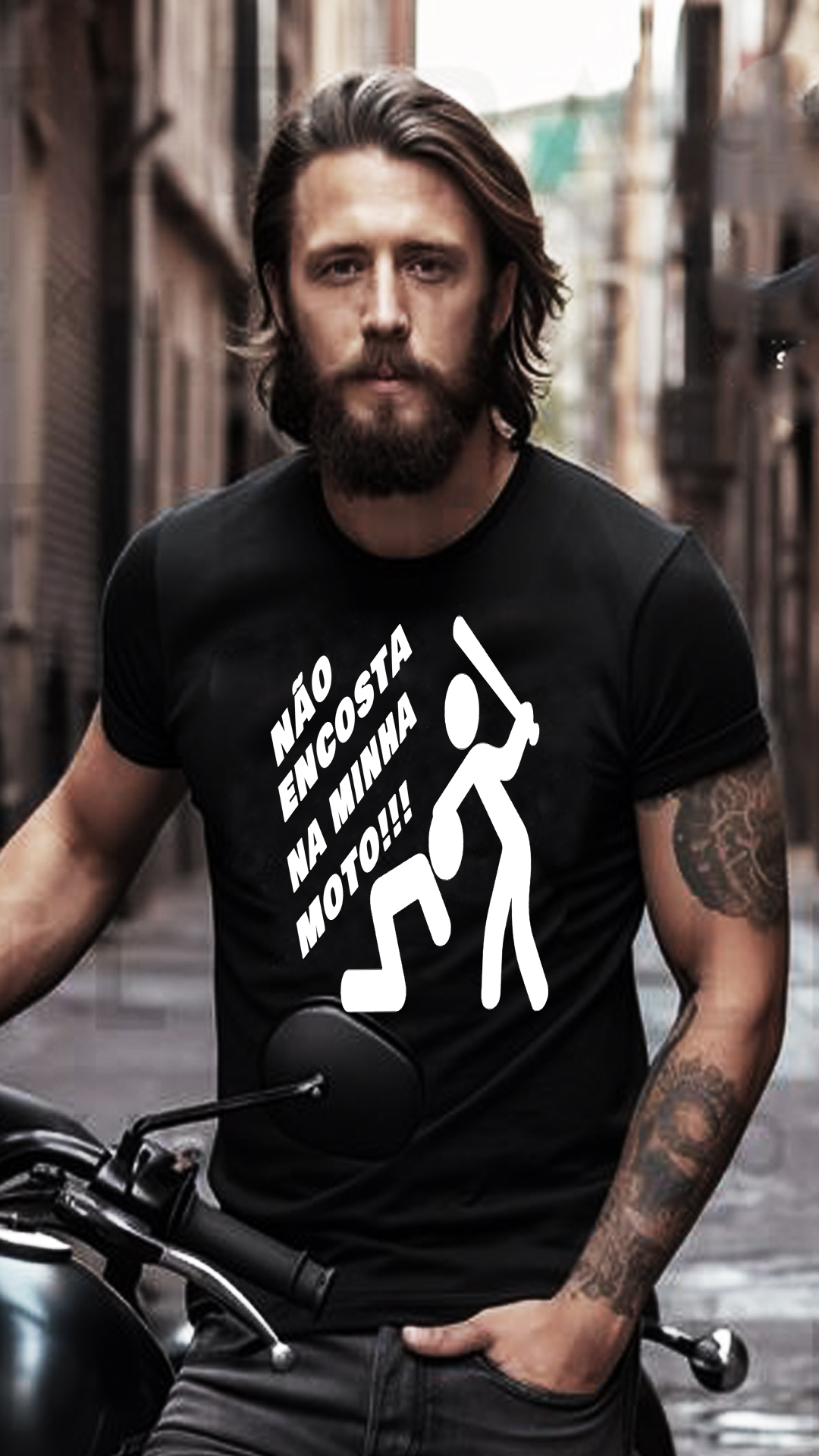 Nome do produto: CAMISETA NÃO ENCOSTA NA MINHA MOTO