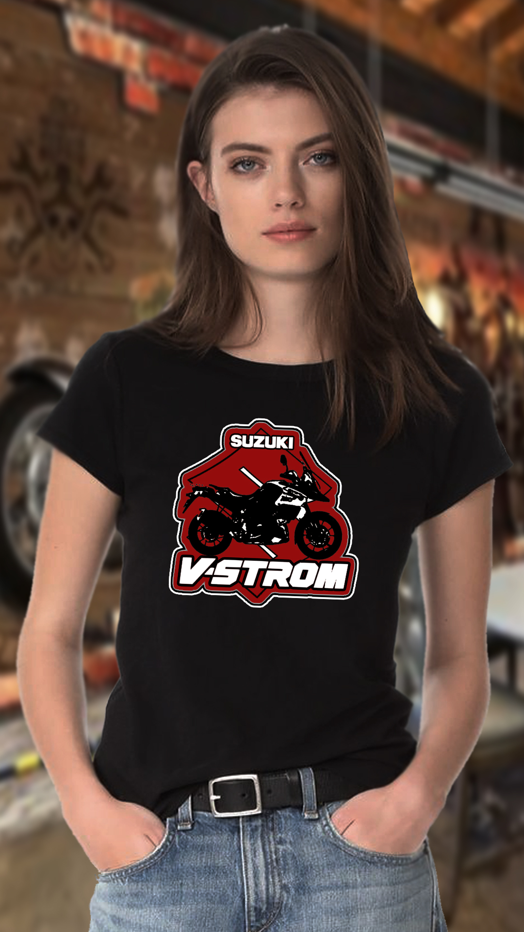 Nome do produto: CAMISETA FEMININA SUZUKI V-TROM