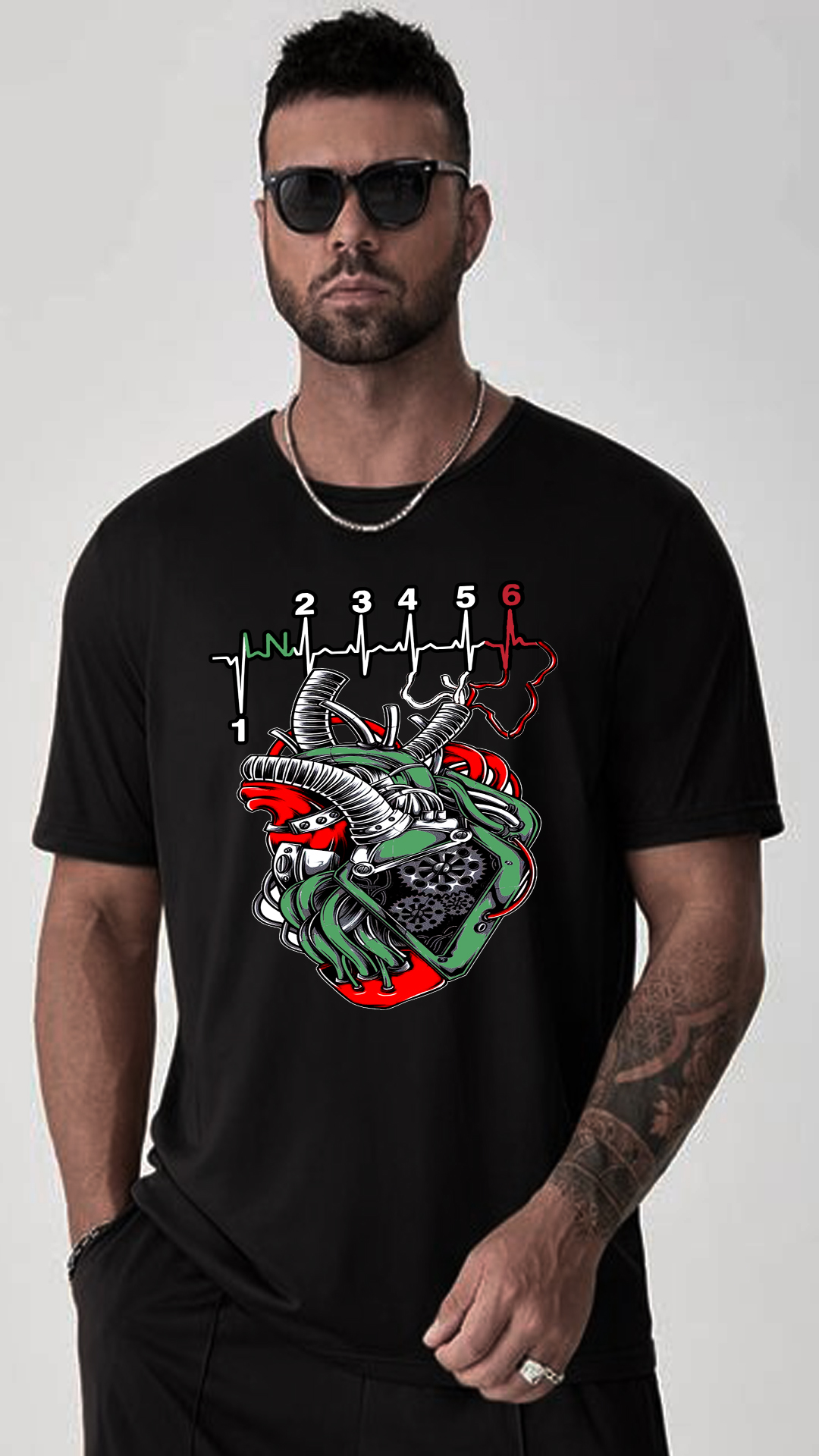 Nome do produto: CAMISETA CORAÇÃO DE MOTOCICLISTA