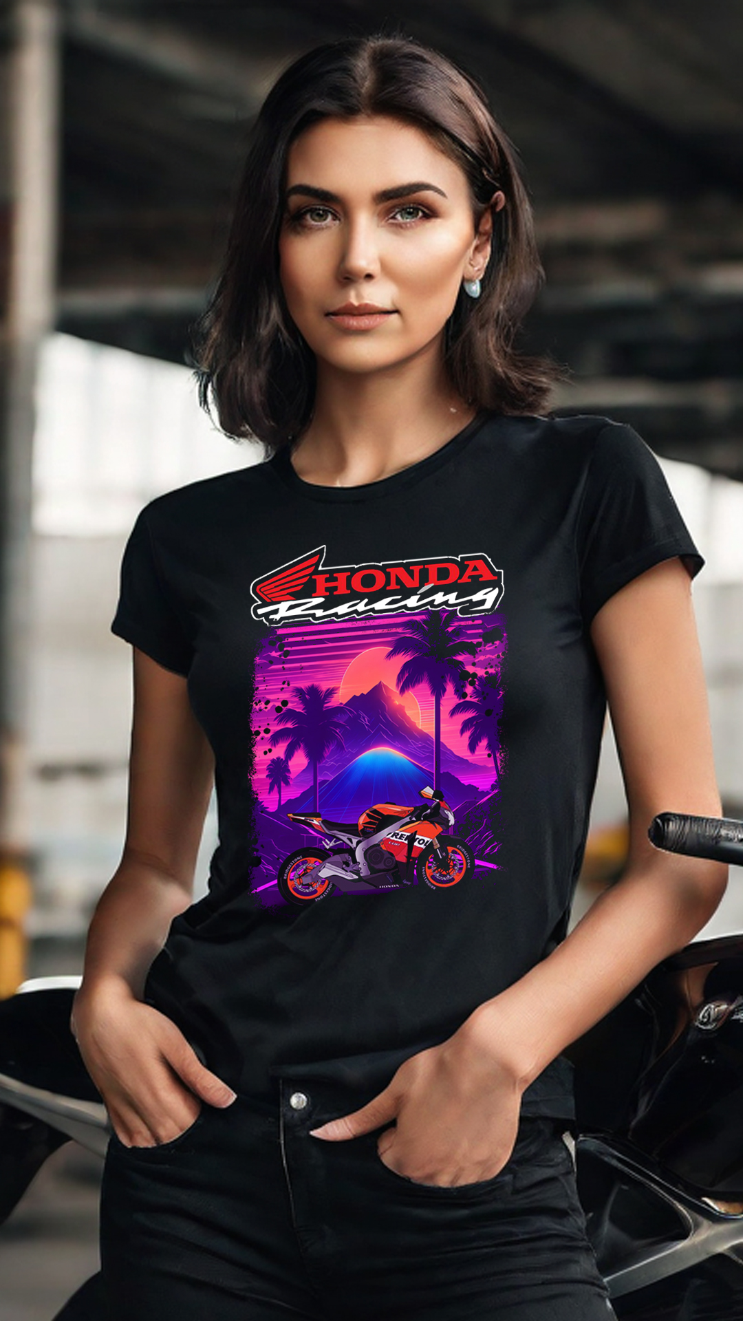 Nome do produto: CAMISETA FEMININA HONDA RACING