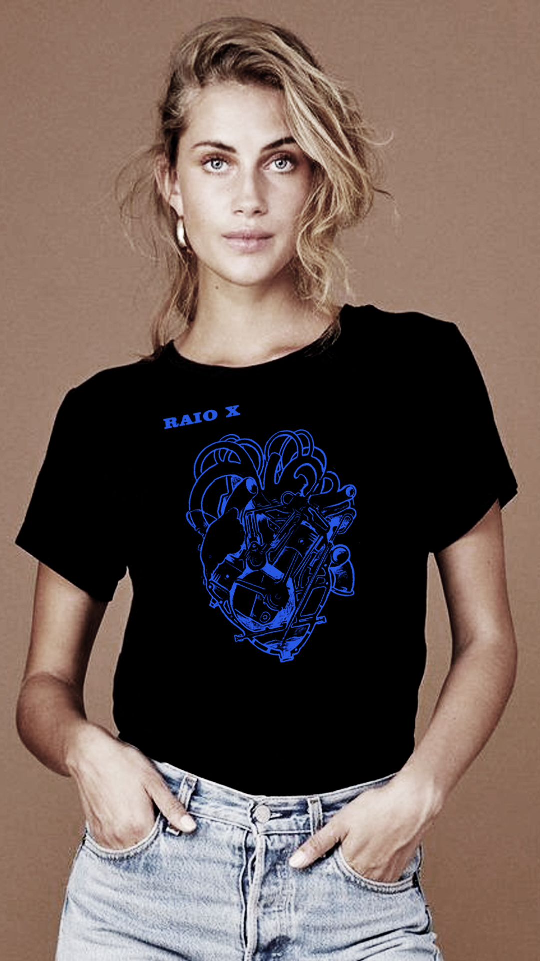 Nome do produto: CAMISETA FEMININA RAIO X DO CORAÇÃO DE MOTOCICLISTA