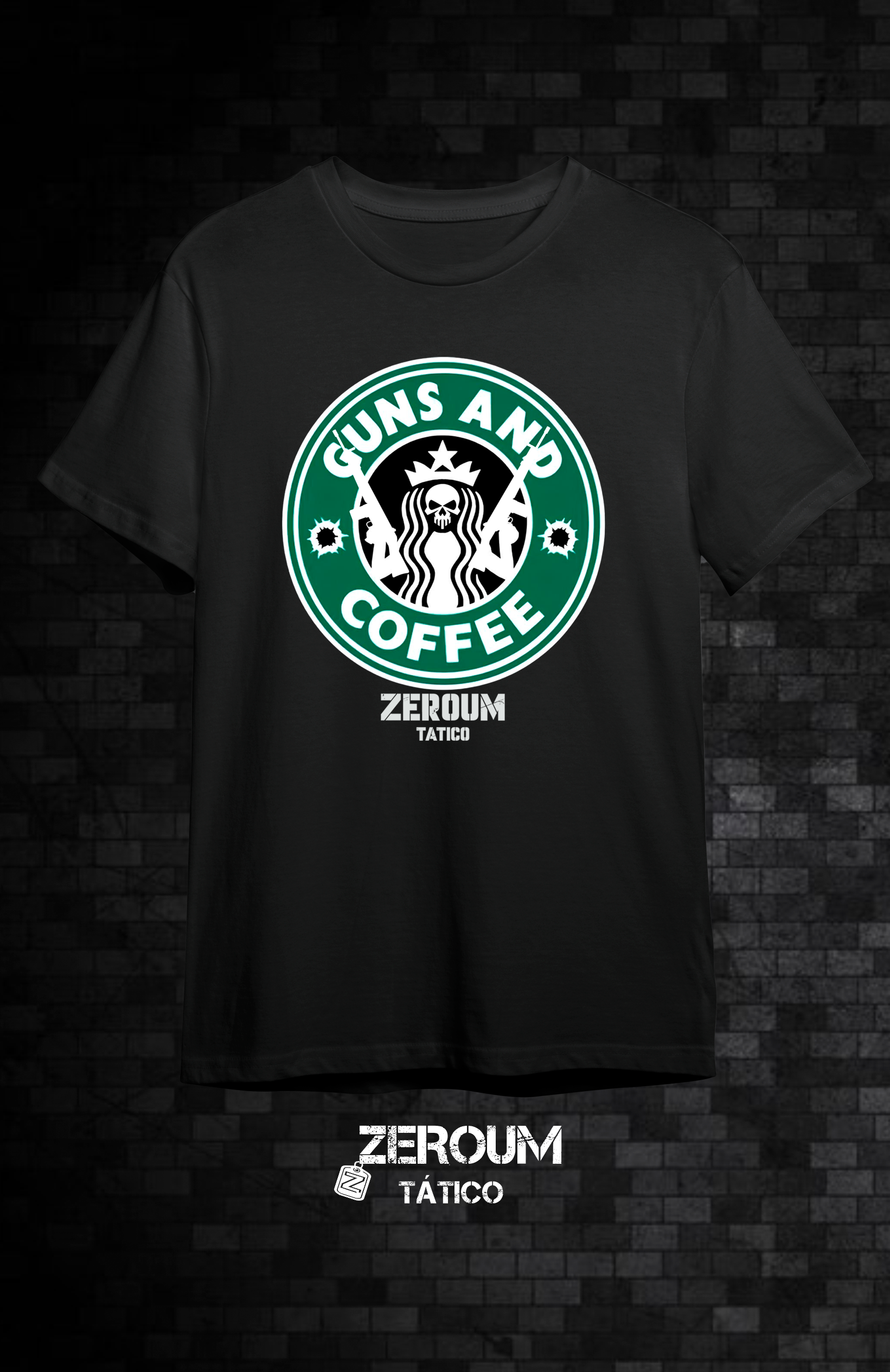 Nome do produto: T SHIRT GUNS AND COFFEE