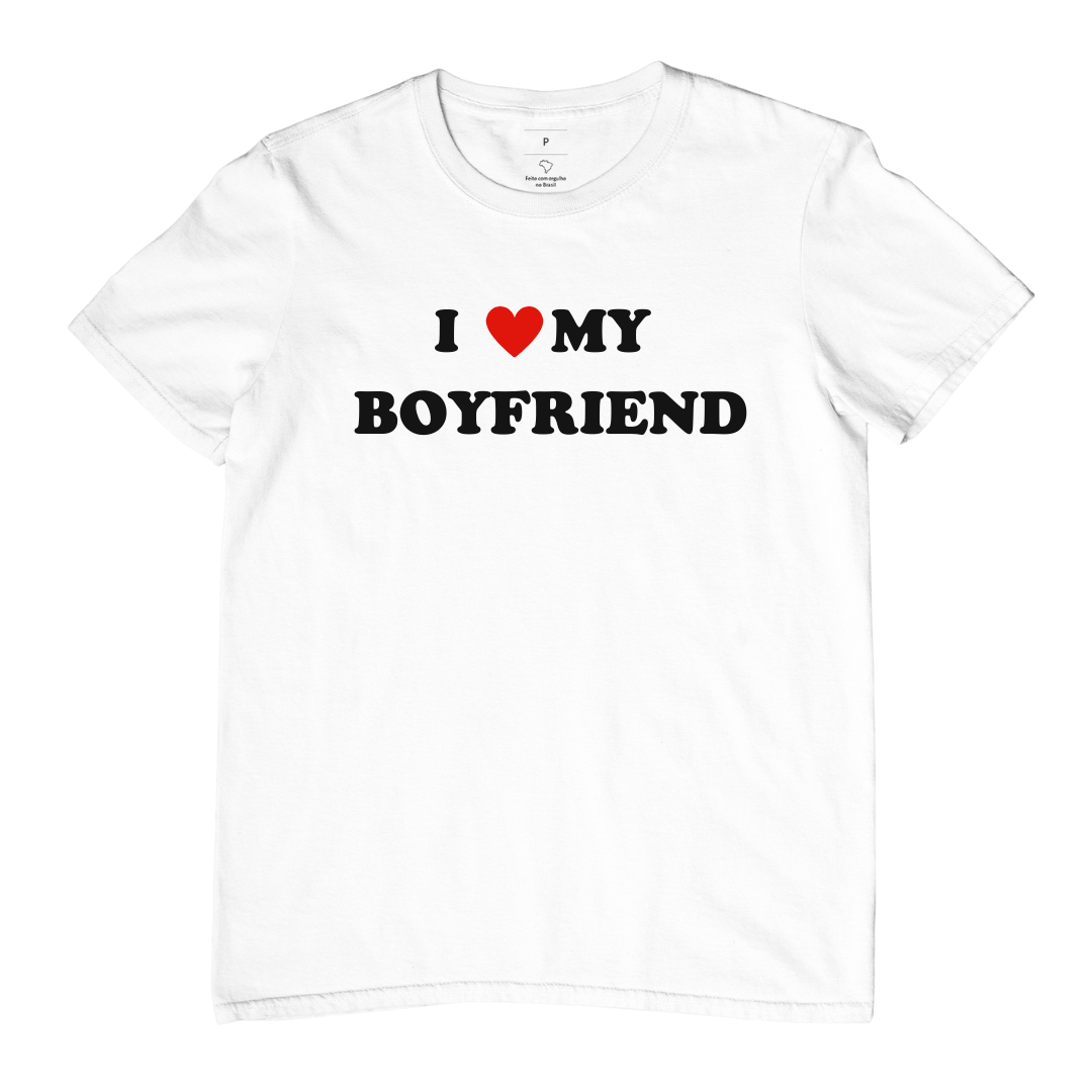 Nome do produto: Camiseta I <3 my boyfriend | SÓ PRAS APAIXONADAS 