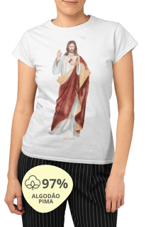 Camiseta Feminina Pima - Sagrado Coração de Jesus #01