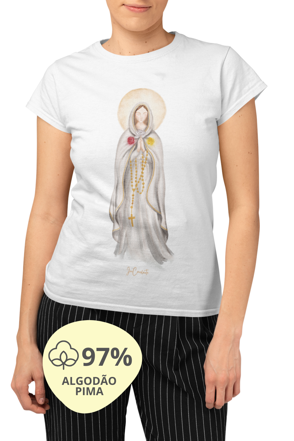 Camiseta Feminina Pima - Mãezinha da Rosa Mística #02