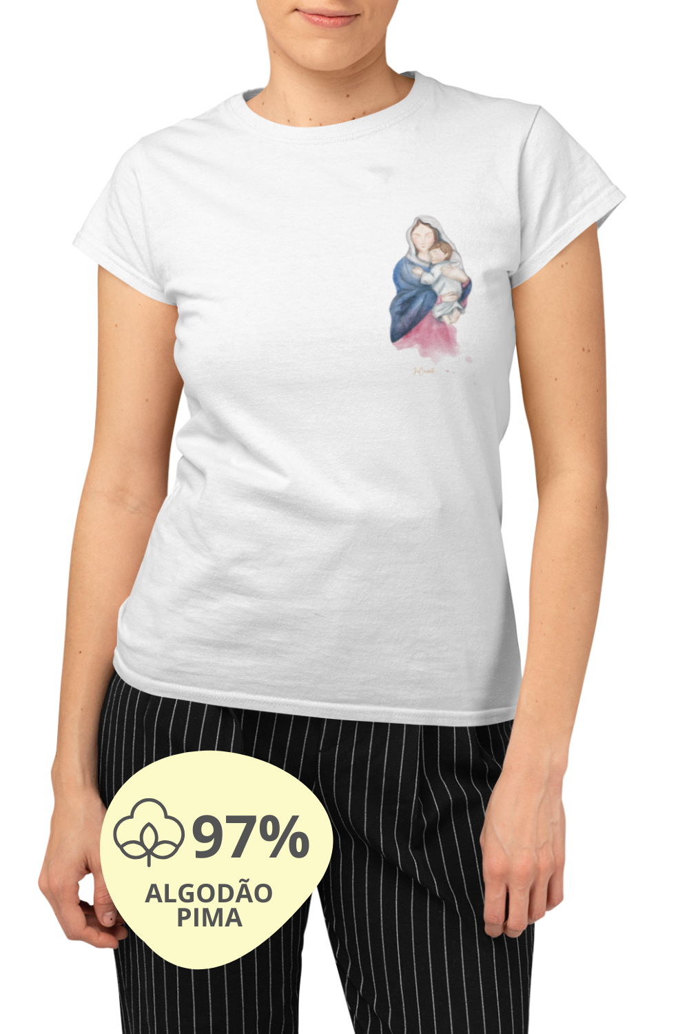 Camiseta Feminina Pima - Mãezinha de Deus #01