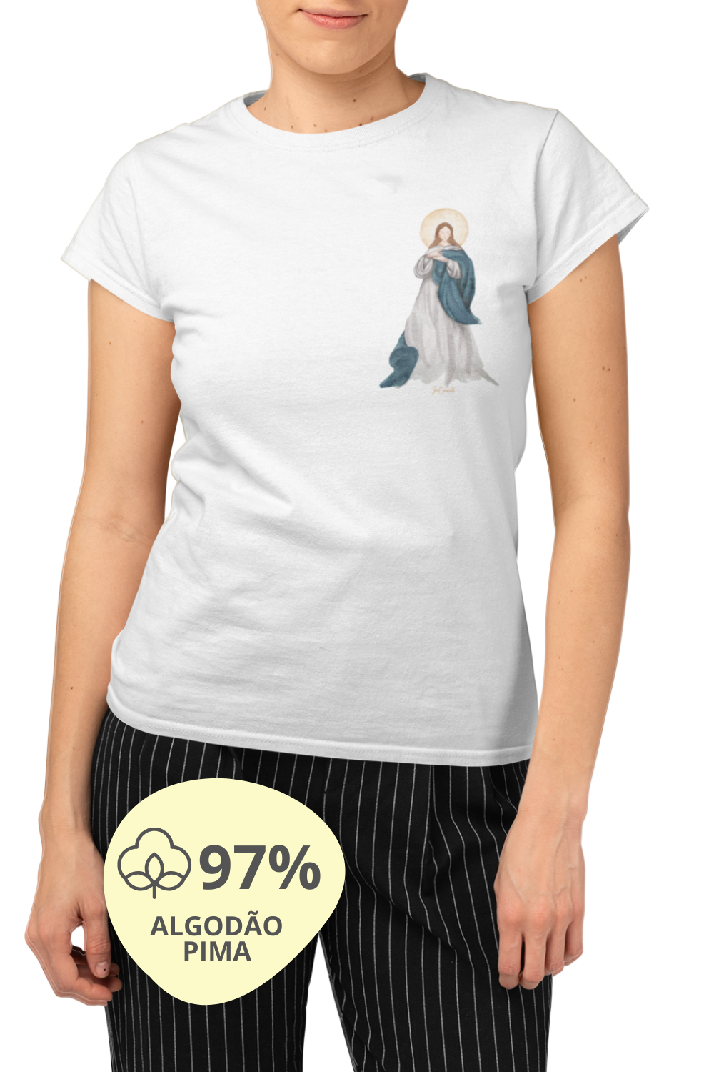 Camiseta Feminina Pima - Mãezinha da Imaculada Conceição #01