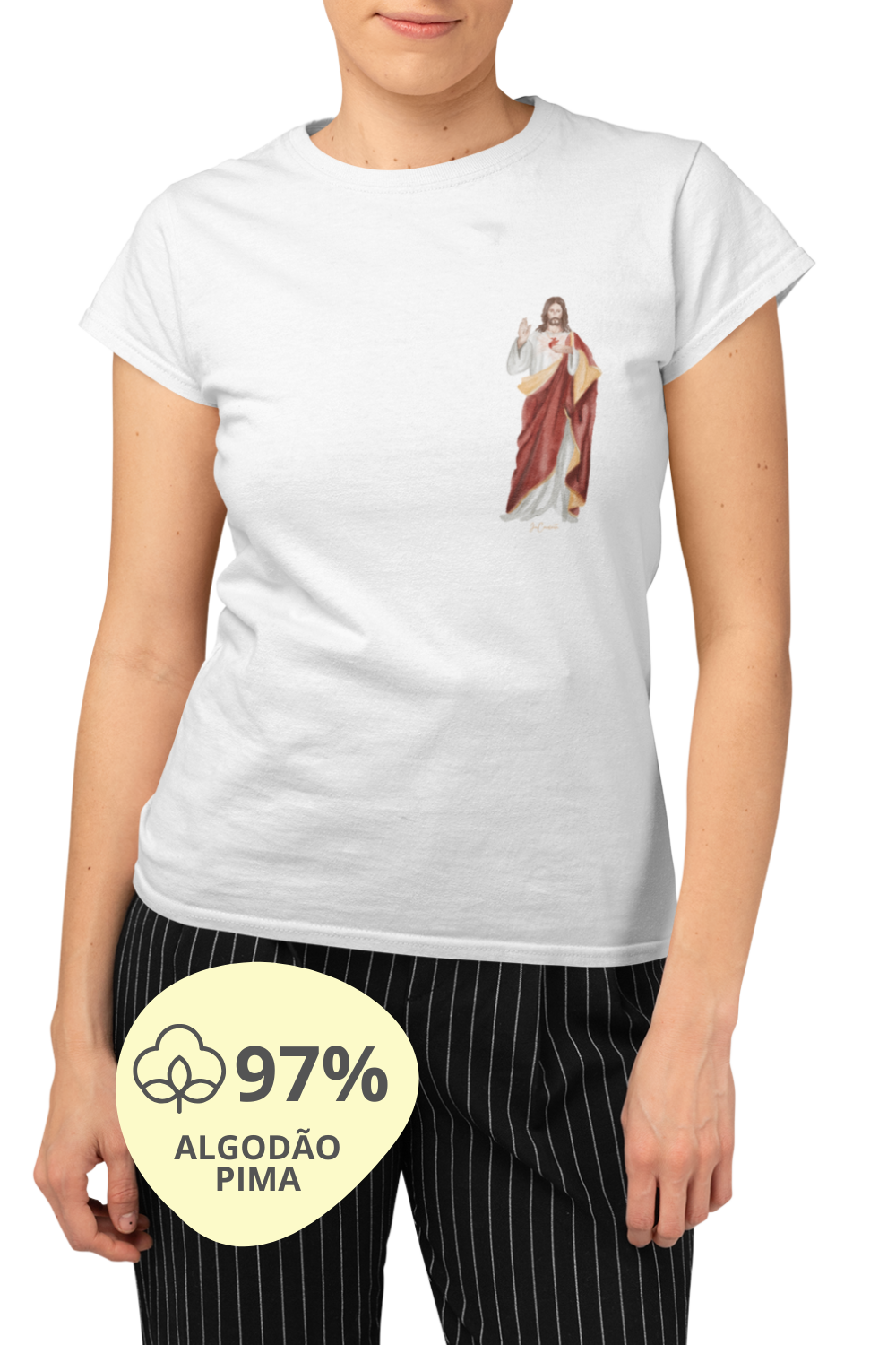 Camiseta Feminina Pima - Sagrado Coração de Jesus #02