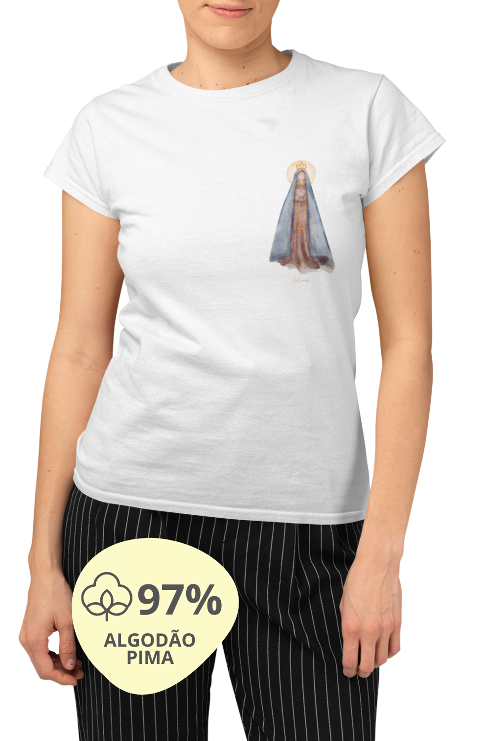 Camiseta Feminina Pima - Mãezinha Aparecida #01