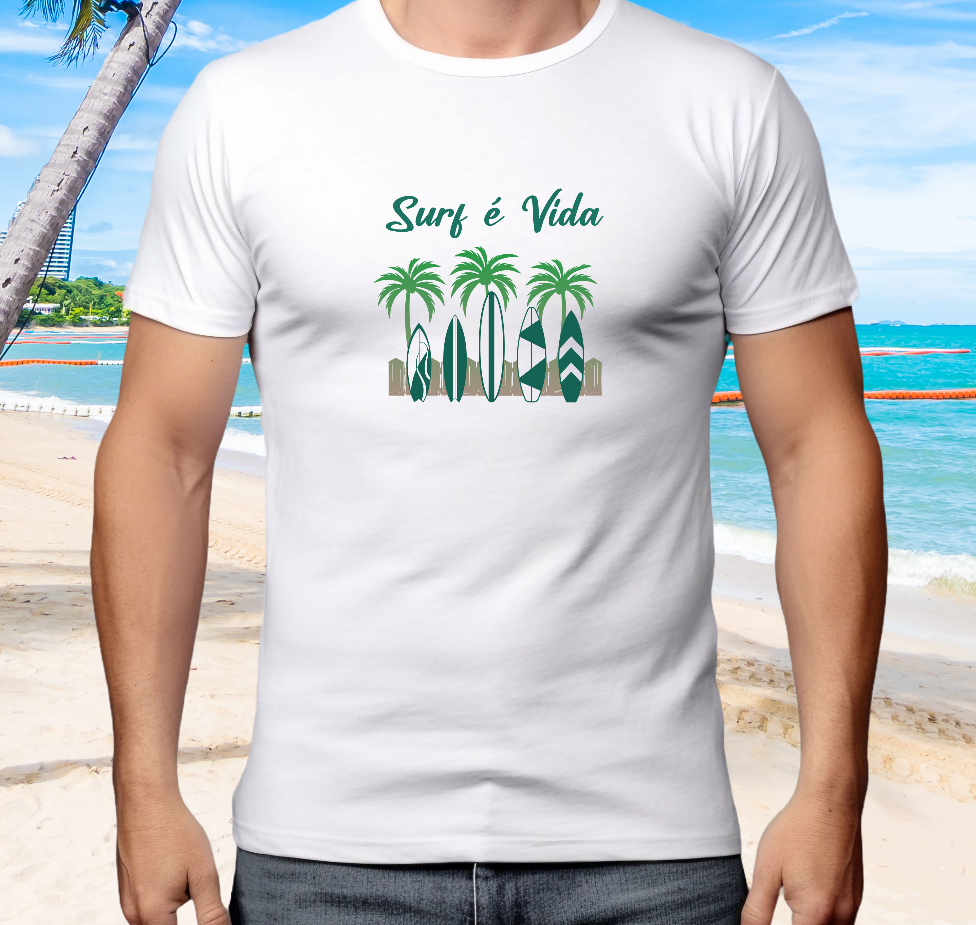 Nome do produto: Camiseta Surf é Vida Prancha - Ref 303