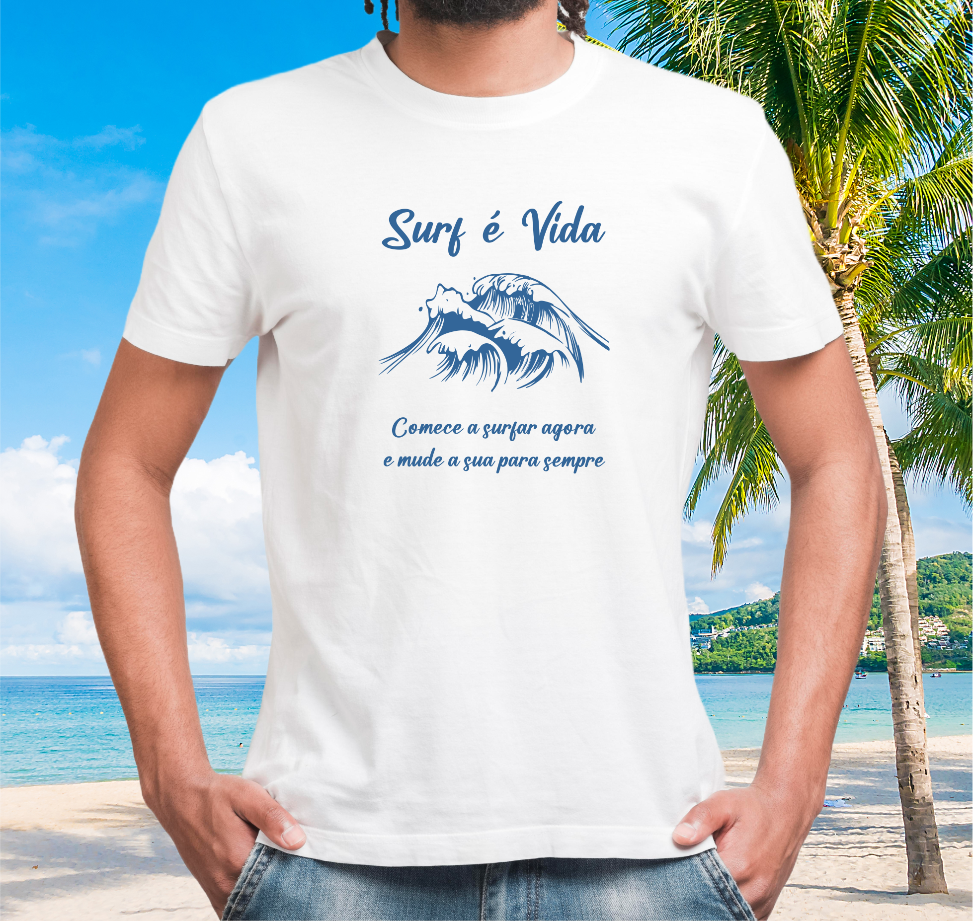 Nome do produto: Camiseta Surf é Vida Frase - Ref 313